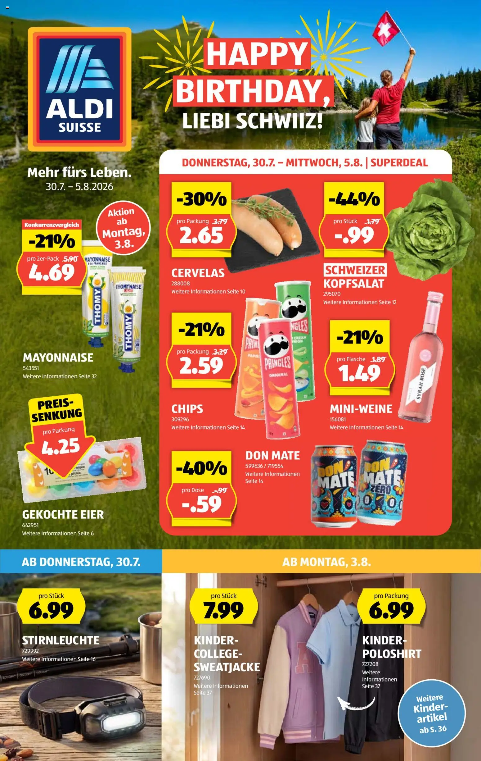 Aldi aktionen – gültig ab 30.07.2026 | Seite: 1 | Produkte: Poloshirt, Mayonnaise, Shirt, Sweatjacke