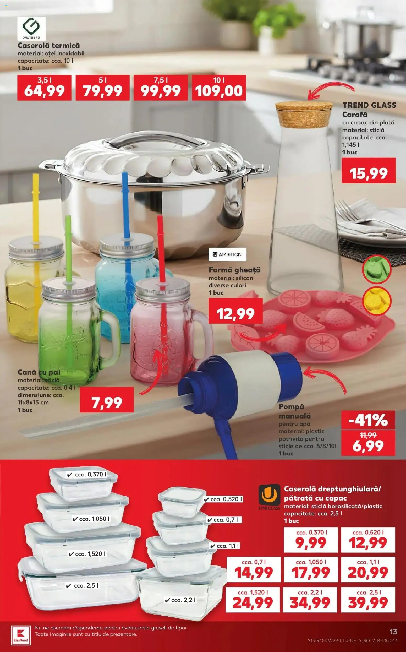 Noul catalog Kaufland – valabil de la 15.07.2026 | Pagină: 13 | Produse: Caserola, Carafă, Apă