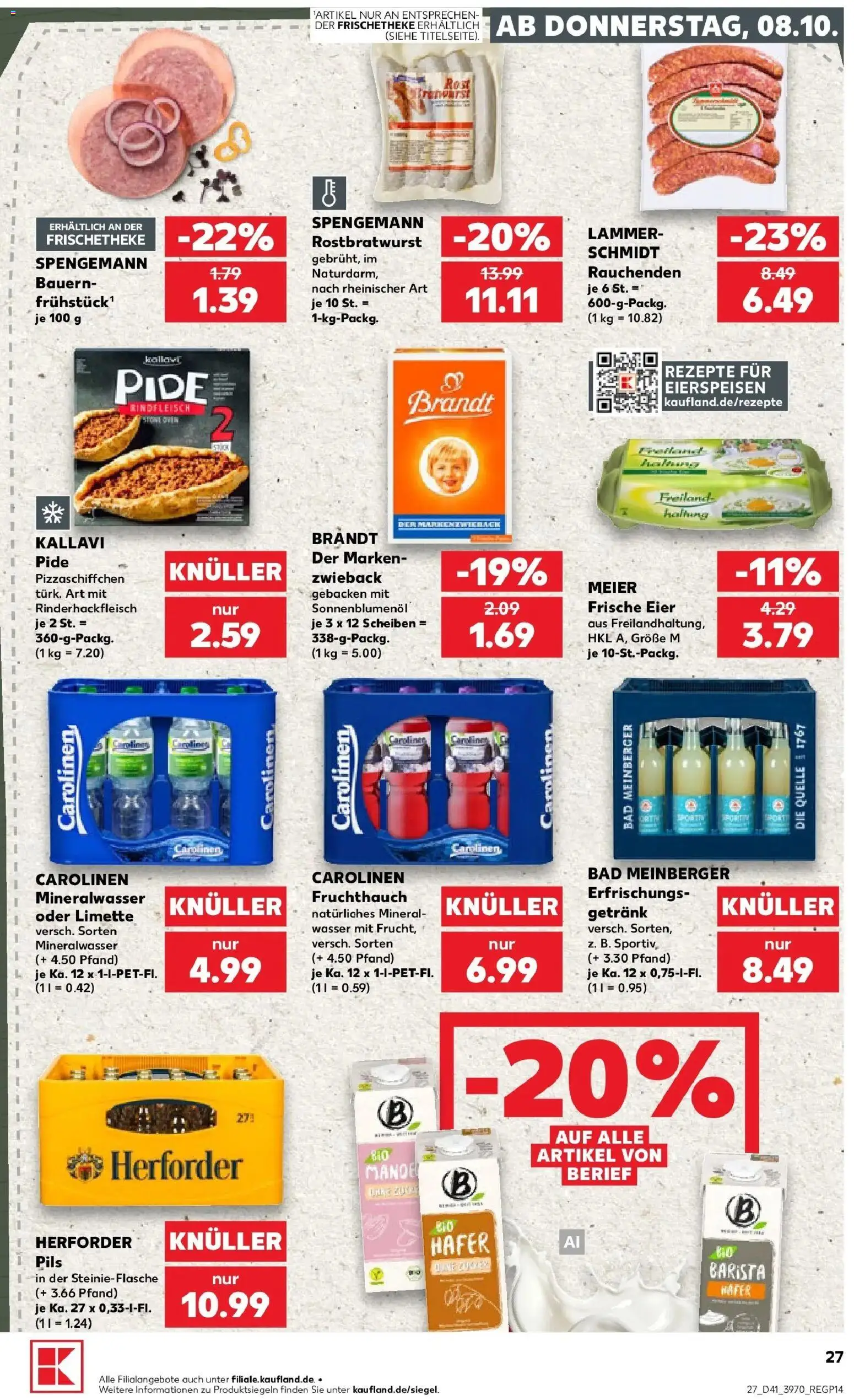 Prospekt Kaufland ab 08.10.2026 » Angebote Online zum Blättern | Seite: 27 | Produkte: Eier, Sonnenblumenol, Bad, Pils