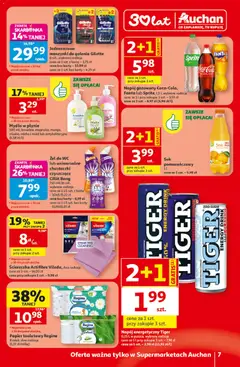 Pogląd oferty "Auchan gazetka" - ważna od 30.07.2026 | Strona: 7 | Produkty: Karta, Gillette, Mydło w płynie, Sprite