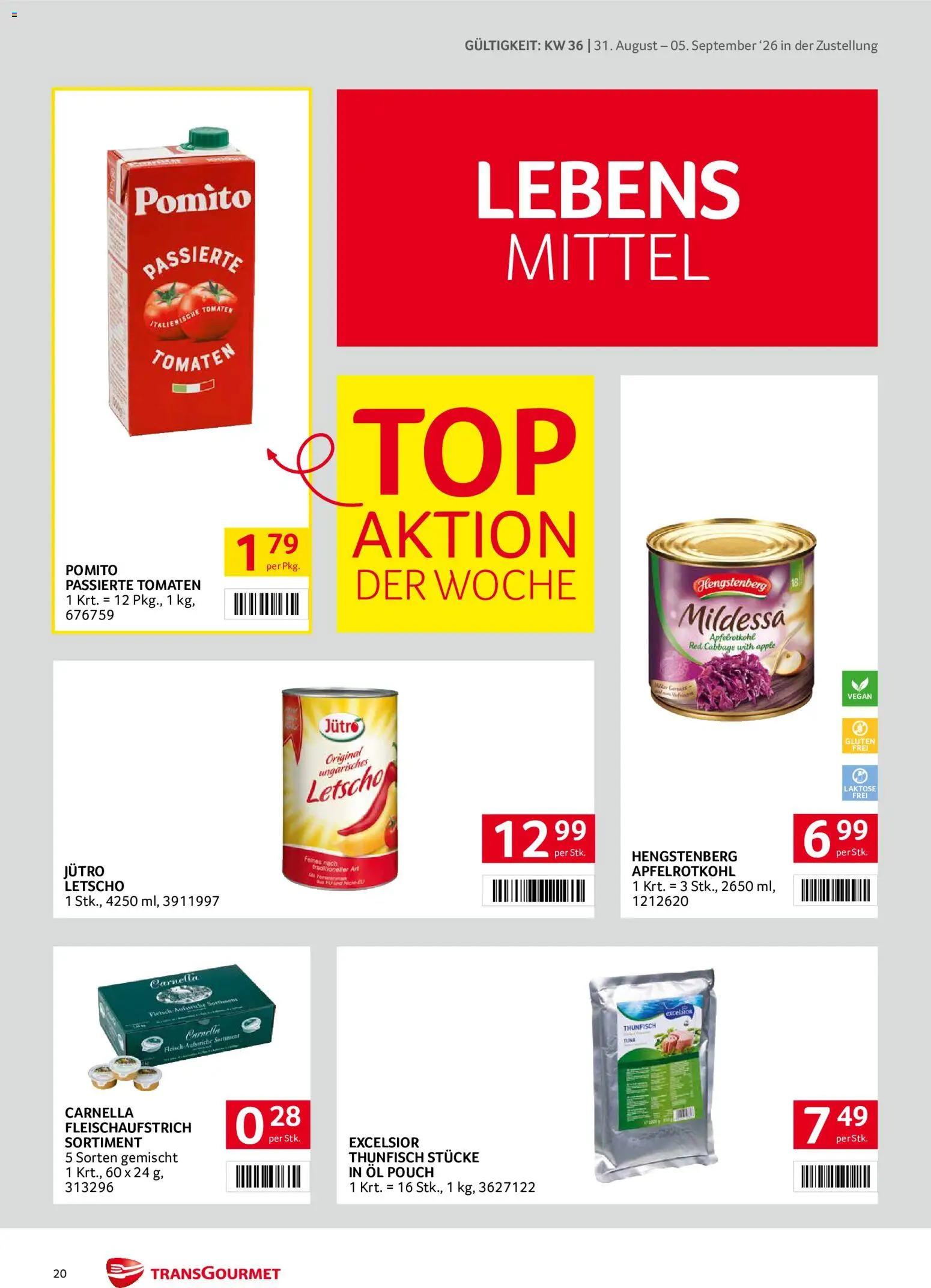 Transgourmet Zustellaktion gültig ab 31.08.2026 | Seite: 20 | Produkte: Apple, Öl, Tomaten