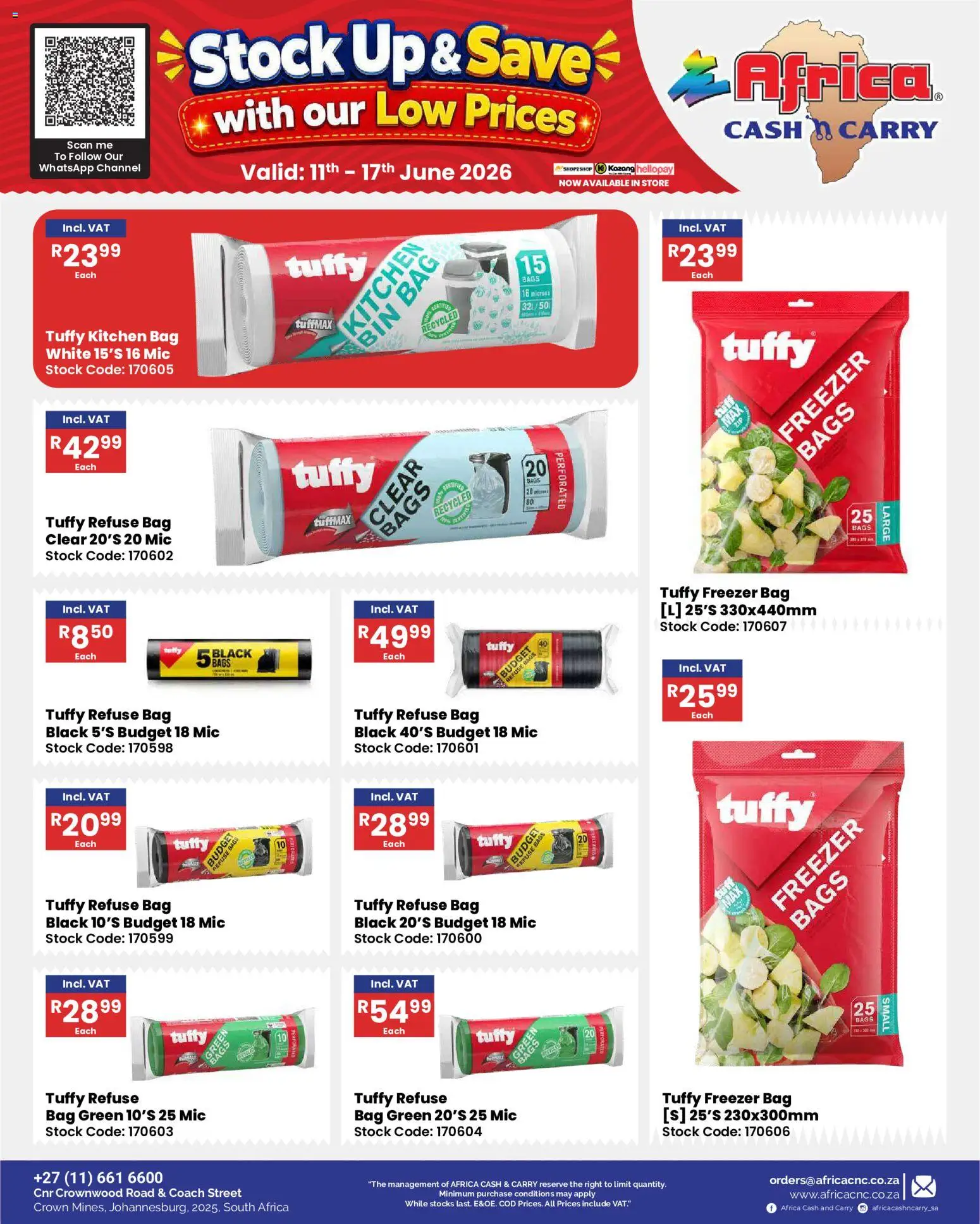 New Africa Cash & Carry catalogue – valid from 11.06.2026 | Page: 47 | Products: Bag, Freezer, Refuse bags, Stock