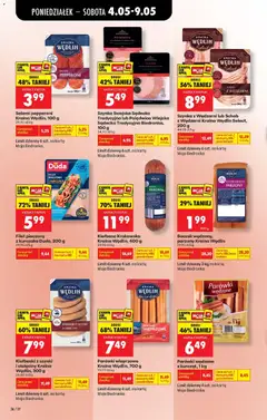 Pogląd oferty "Kiełbasa Krakowska Kraina Wędlin, 400 g, Kiełbasa Krakowska Kraina Wędlin, 400 g" - ważna od 04.05.2026 | Strona: 38