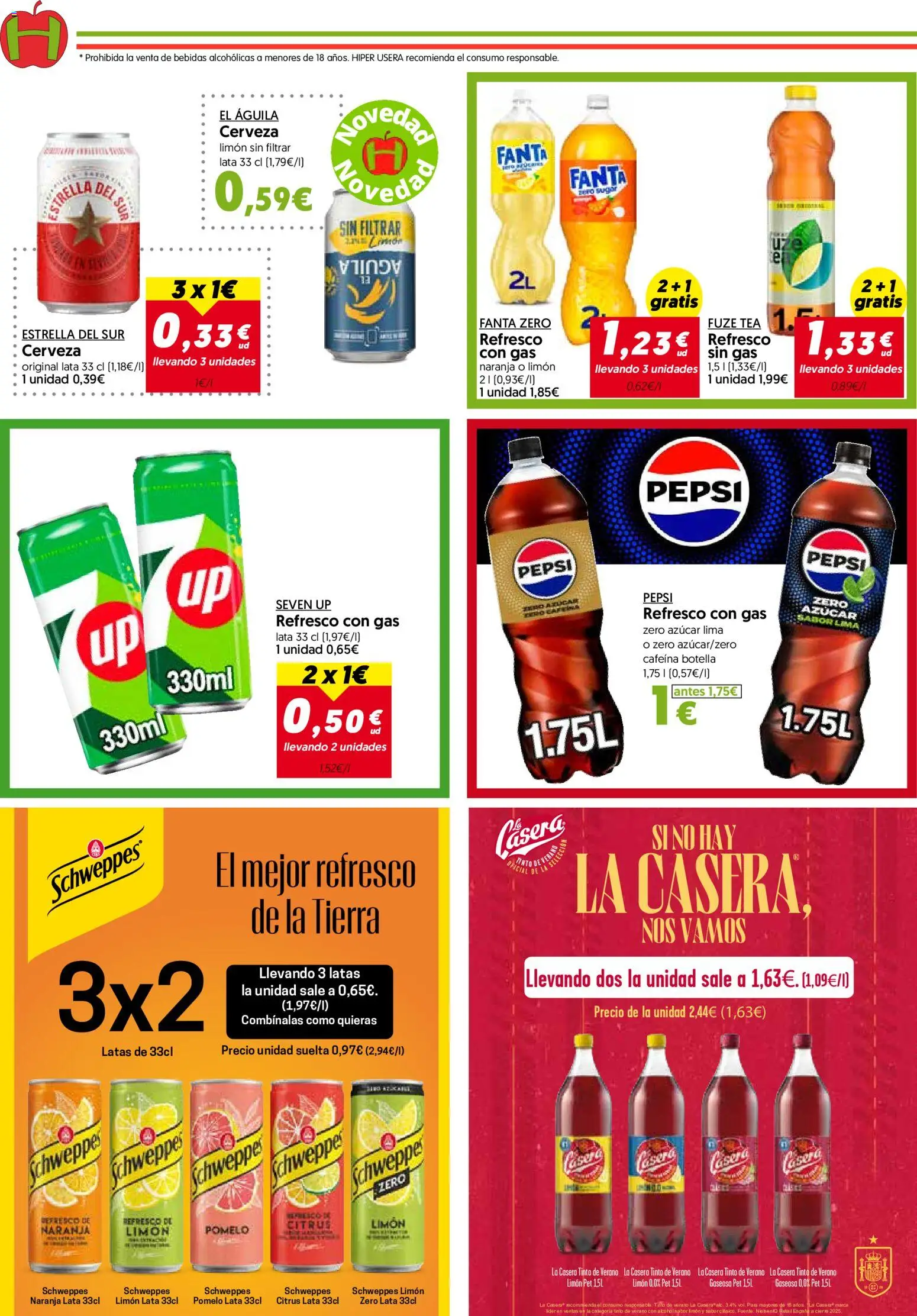 Hiper Usera folleto │ válido desde el 01/07/2026 | Página: 12 | Productos: Lima, Cerveza, Gaseosa