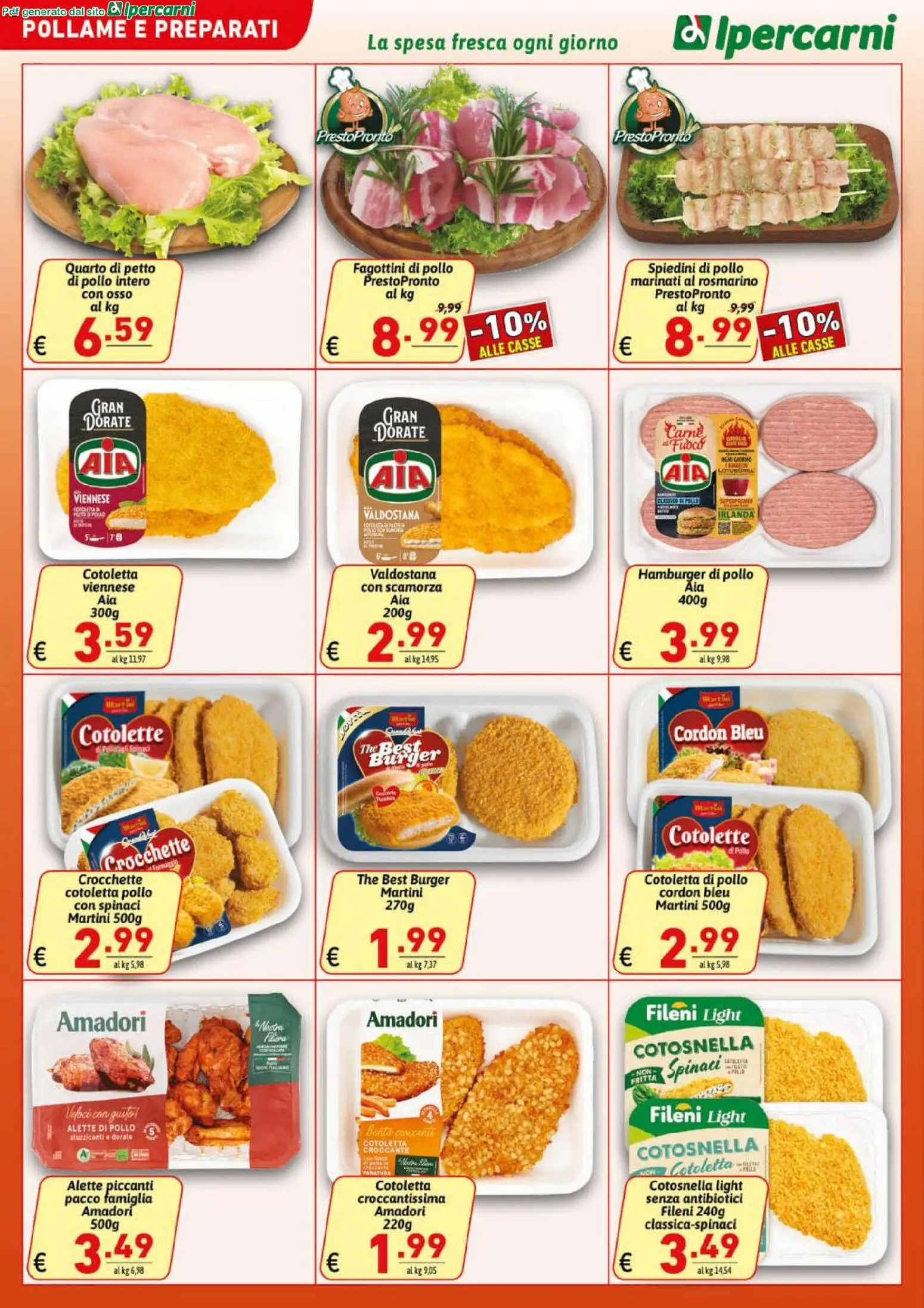 Volantino Ipercarni del 21/08/2026 | Pagina: 4 | Prodotti: Petto di Pollo, Pollo, Spinaci, Martini