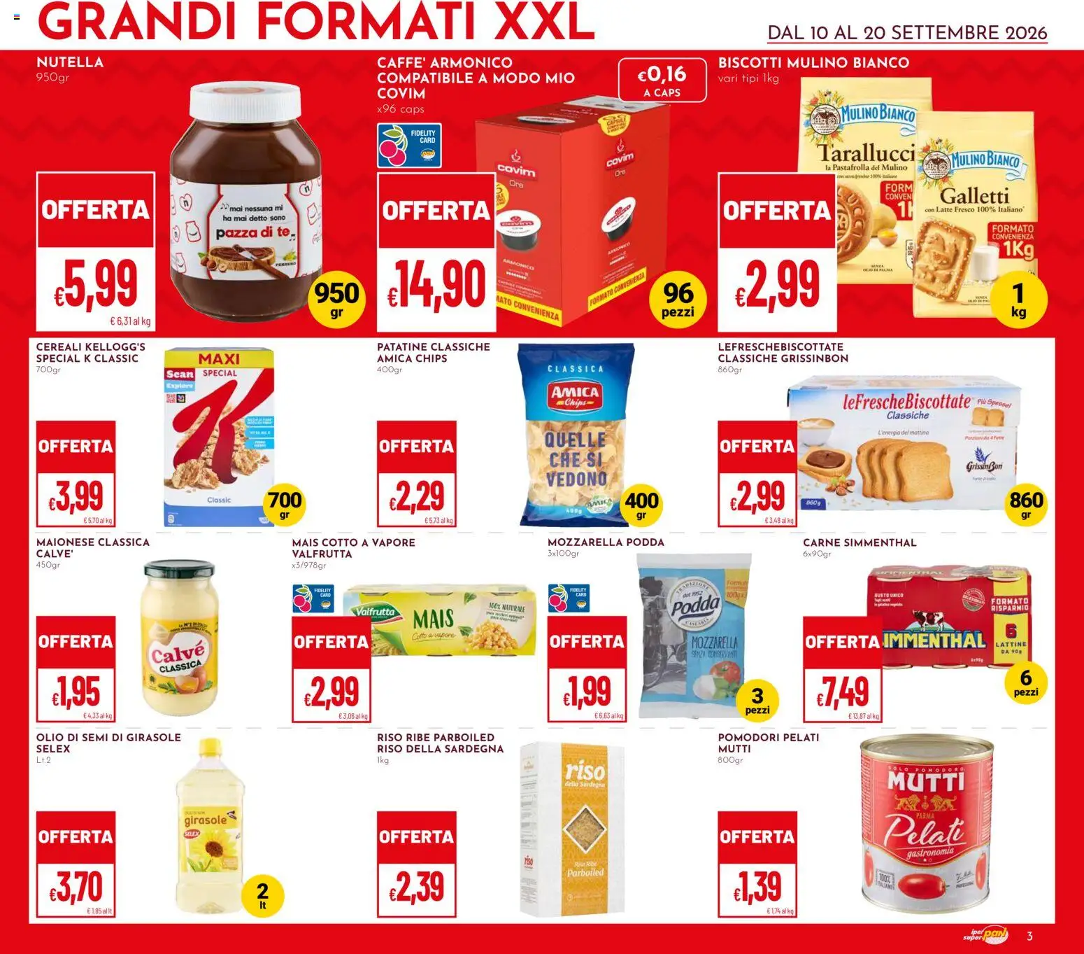 Volantino Pan del 10/09/2026 | Pagina: 3 | Prodotti: Cereali, Biscotti, Maionese, Carne