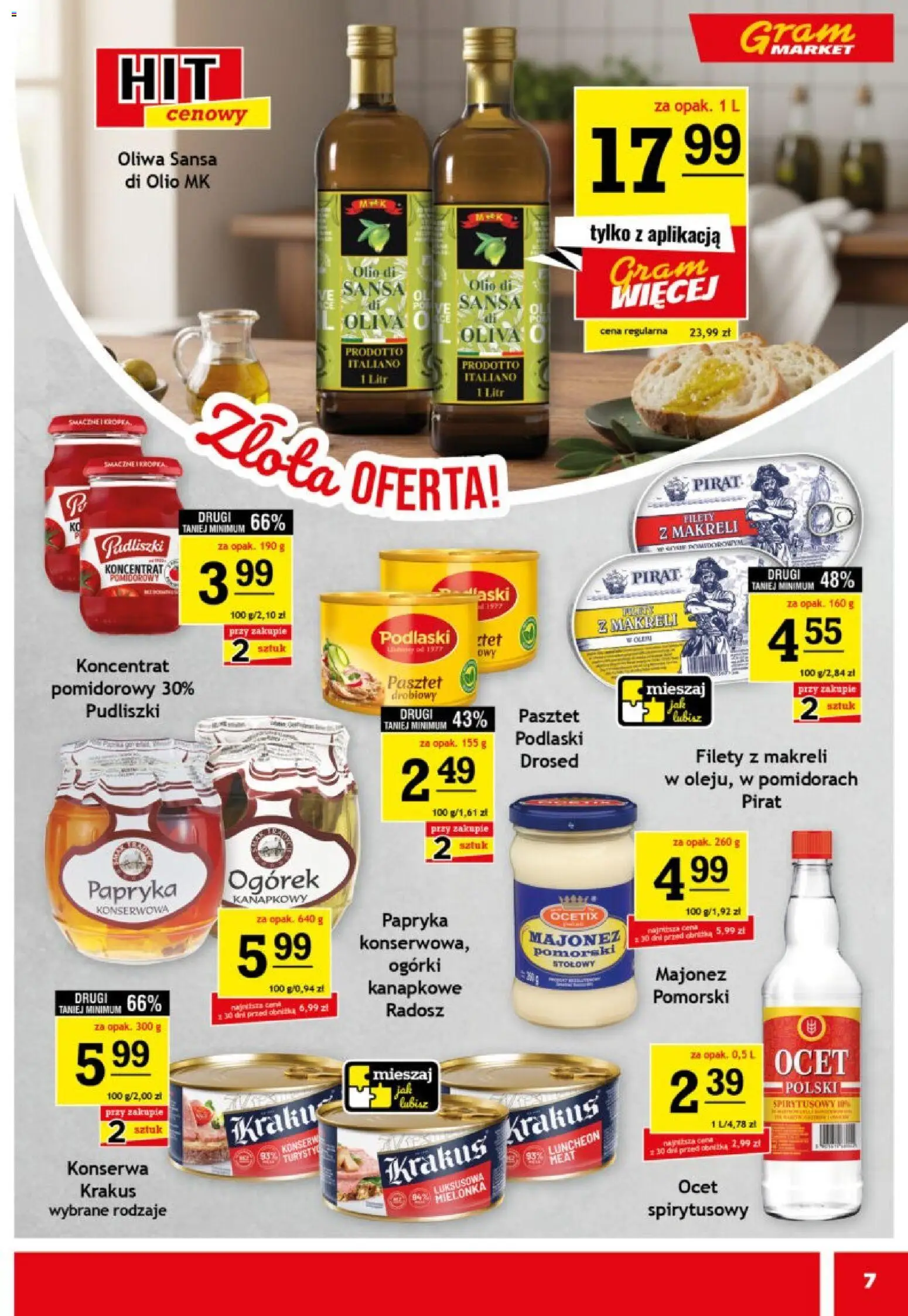 Gram Market gazetka od 29.07.2026 | Strona: 7 | Produkty: Ocet, Koncentrat pomidorowy, Papryka, Ogórki