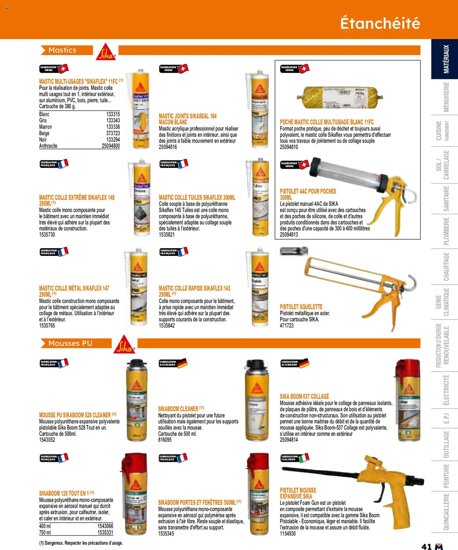 {H1} | Page: 41 | Produits: Tuile, Prise, Portes, Cartouche
