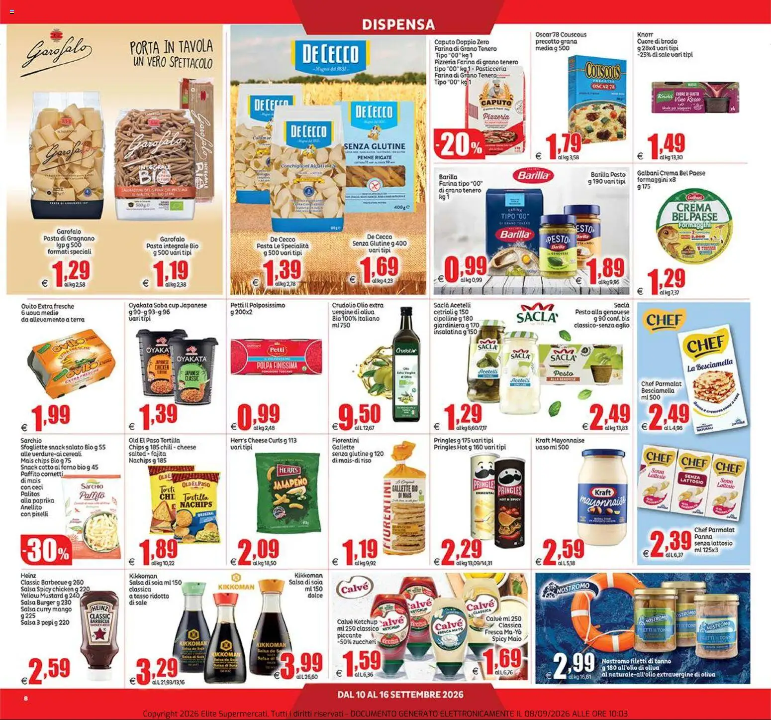 Volantino Elite Supermercati del 10/09/2026 | Pagina: 8 | Prodotti: Olio, Vino, Vaso, Senza lattosio
