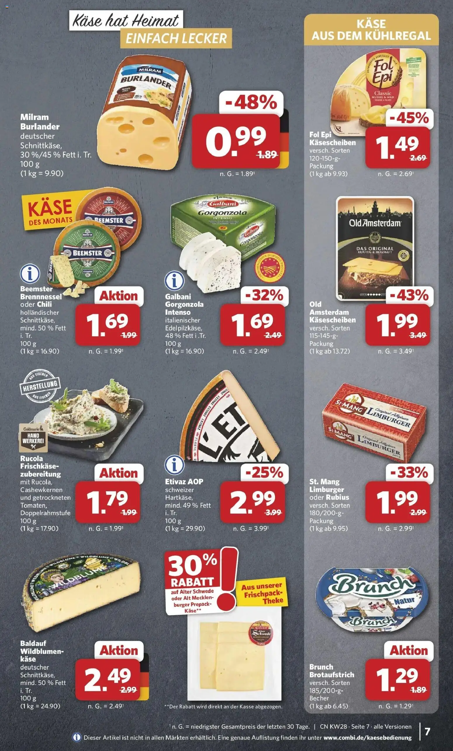 Combi Prospekt Wardenburg – gültig ab 06.07.2026 | Seite: 7 | Produkte: Käse, Rucola, Burger, Chili