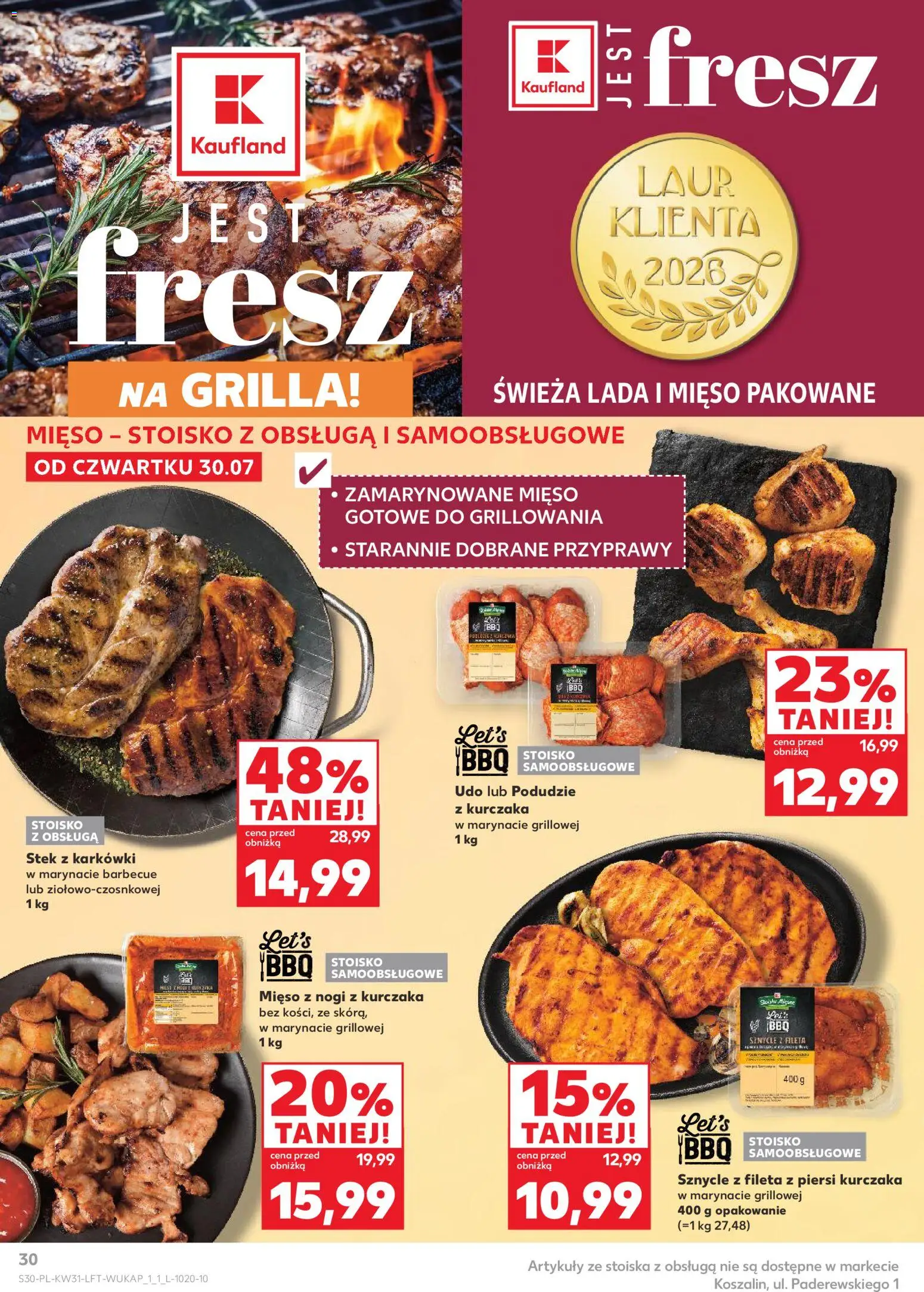 Kaufland gazetka od 30.07.2026 | Strona: 30 | Produkty: Piersi, Mięso, Podudzie z kurczaka, Przyprawy