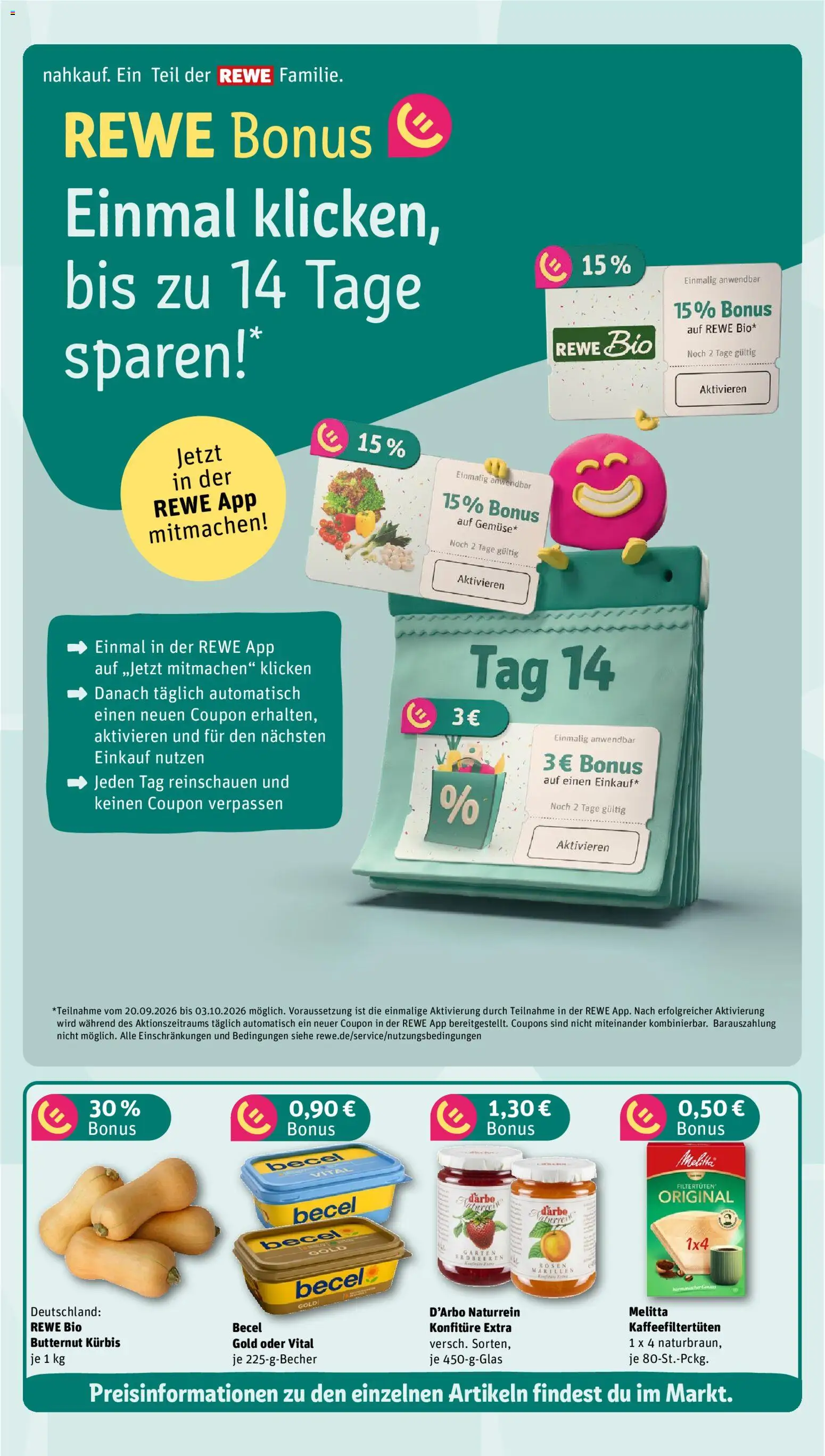 Nahkauf Prospekt – gültig ab 21.09.2026 | Seite: 4 | Produkte: Melitta, Becel, Kürbis, Erdbeeren