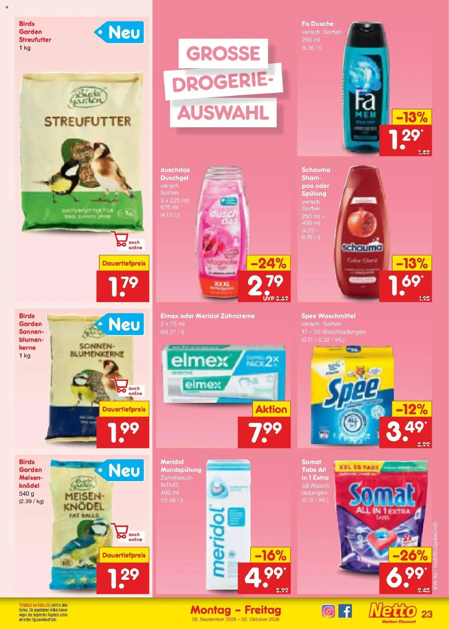 Netto Marken-Discount Prospekt Kremmen – gültig ab 28.09.2026 | Seite: 33 | Produkte: Dusche, Blumen, Duschgel, Duschdas