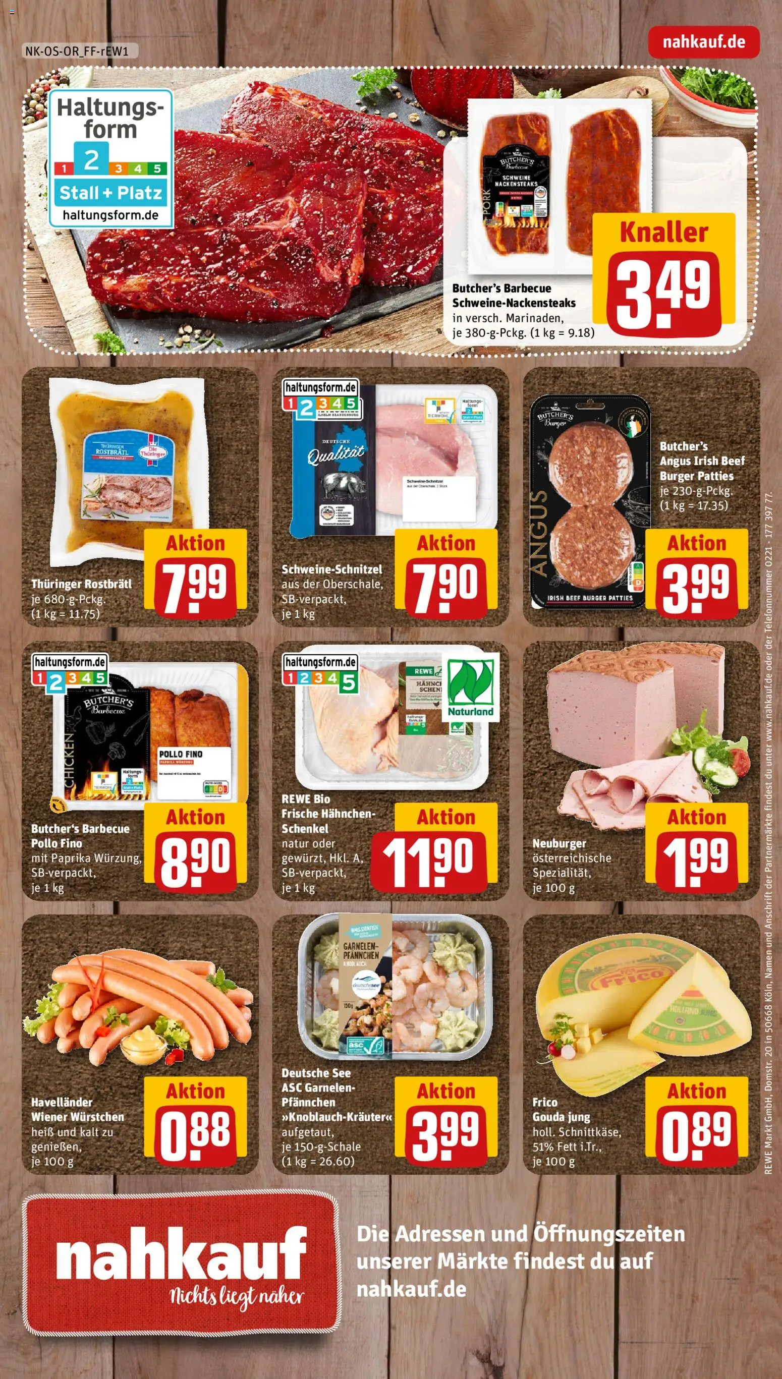 Nahkauf Prospekt – gültig ab 08.06.2026 | Seite: 16 | Produkte: Nackensteaks, Wiener wurstchen, Burger, Garnelen