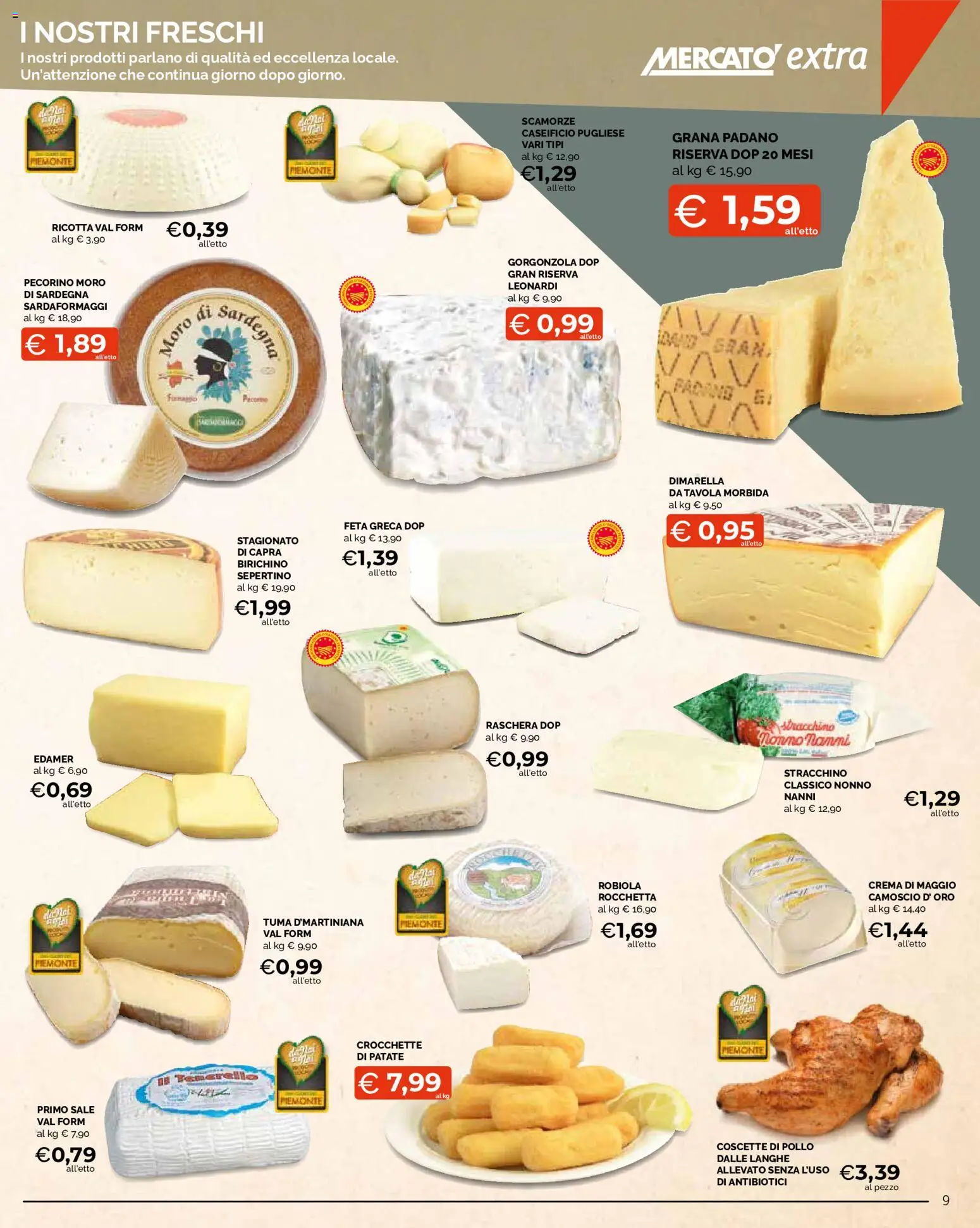 Volantino Mercatò del 17/09/2026 | Pagina: 9 | Prodotti: Sale, Crocchette, Grana Padano, Robiola