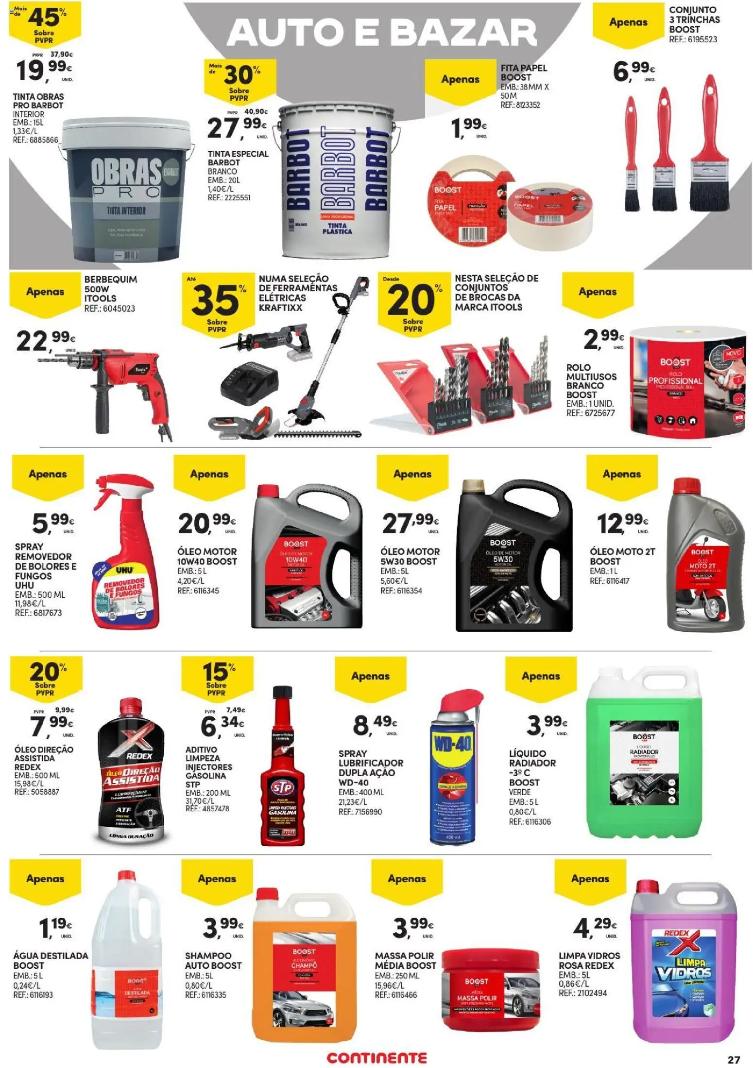 Continente Açores │ válido de 03/09/2026 | Página: 27 | Produtos: Shampoo, Ferramentas, Limpa vidros, Água destilada