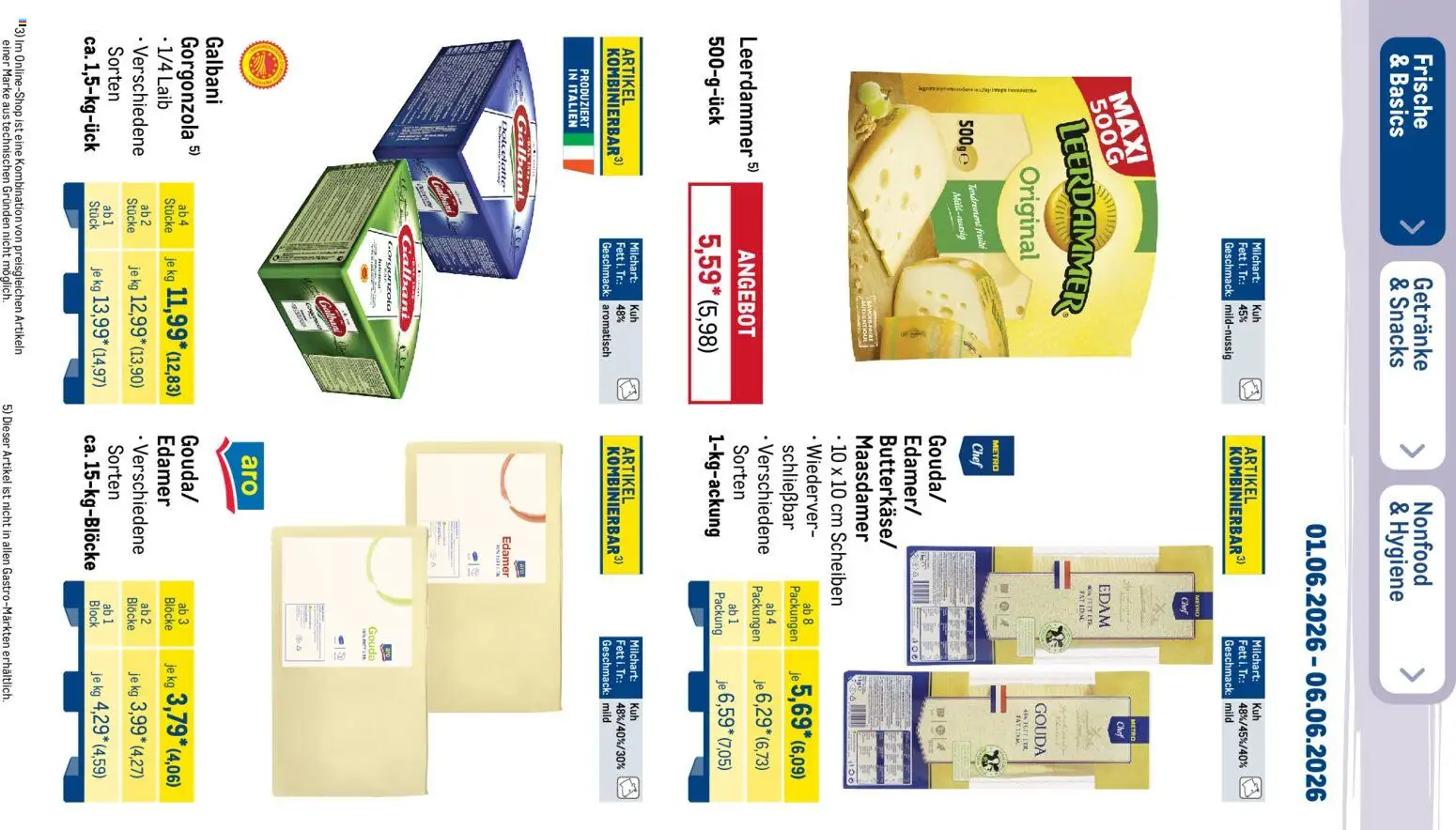 Metro Prospekt – gültig ab 01.06.2026 | Seite: 15 | Produkte: Gouda, Leerdammer, Edamer