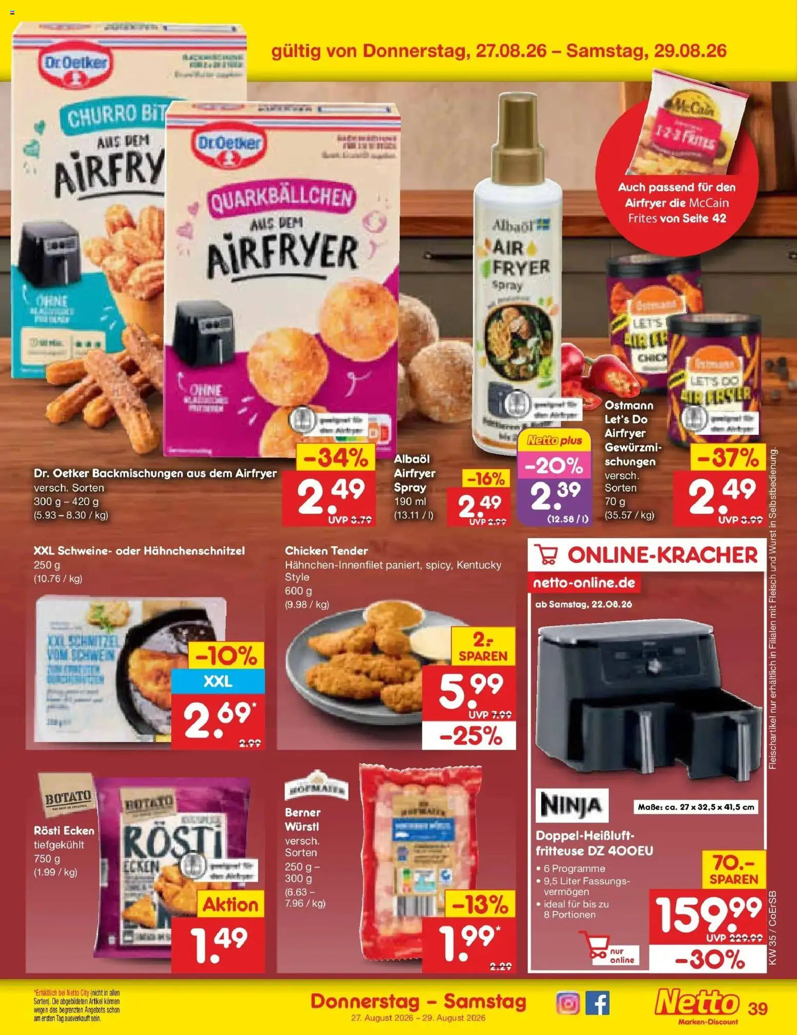 Netto Marken-Discount Prospekt Leipzig (ab 24.08.2026) » Angebote | Seite: 53 | Produkte: Würstl, McCain, Fritteuse, Fleisch