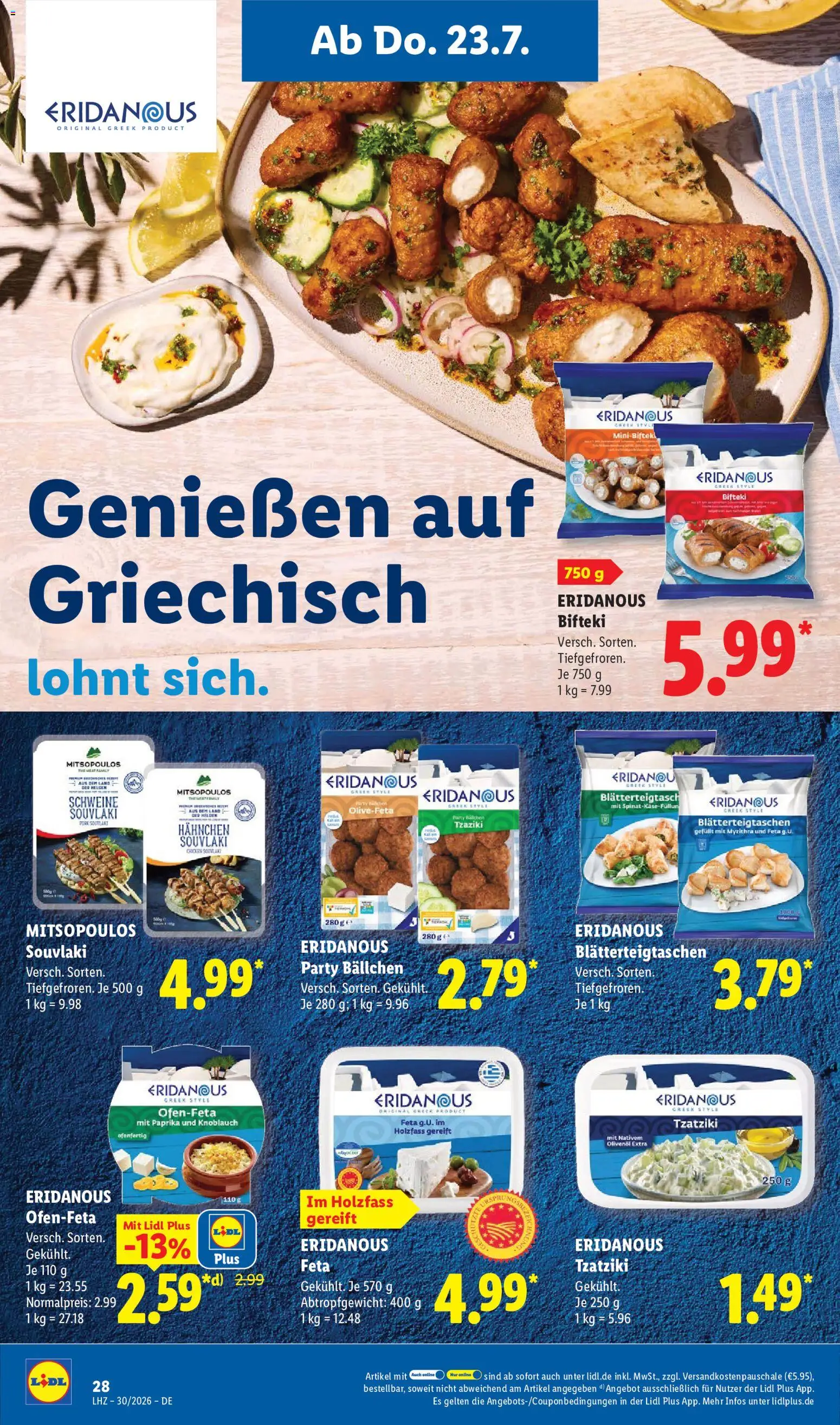 Lidl Německo leták od 20.07.2026 | Strana: 54 | Produkty: Paprika, Tzatziki, Feta
