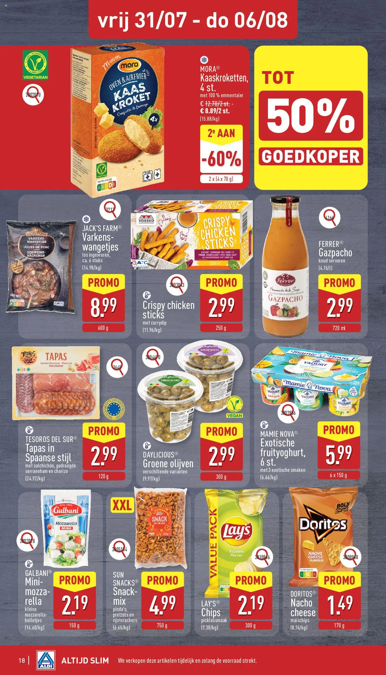 {H1} | Pagina: 18 | Producten: Chorizo, Tortilla, Doritos, Kaas