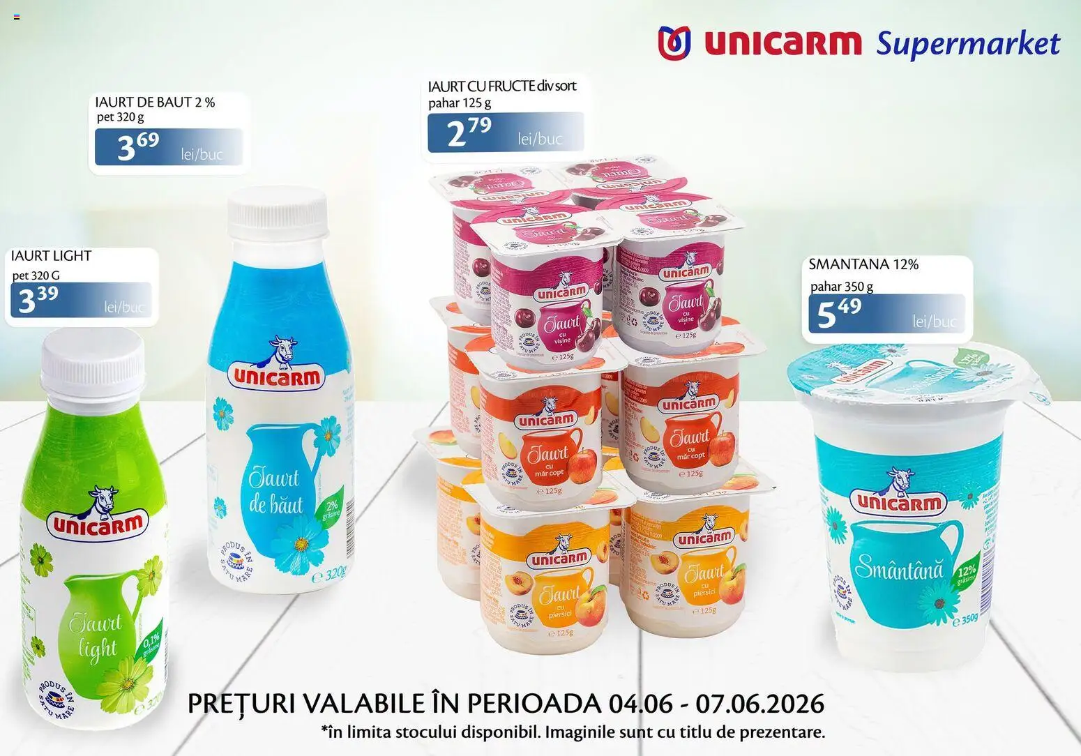 Noul catalog Unicarm – valabil de la 04.06.2026 | Pagină: 2 | Produse: Șort, Iaurt, Smântână, Fructe