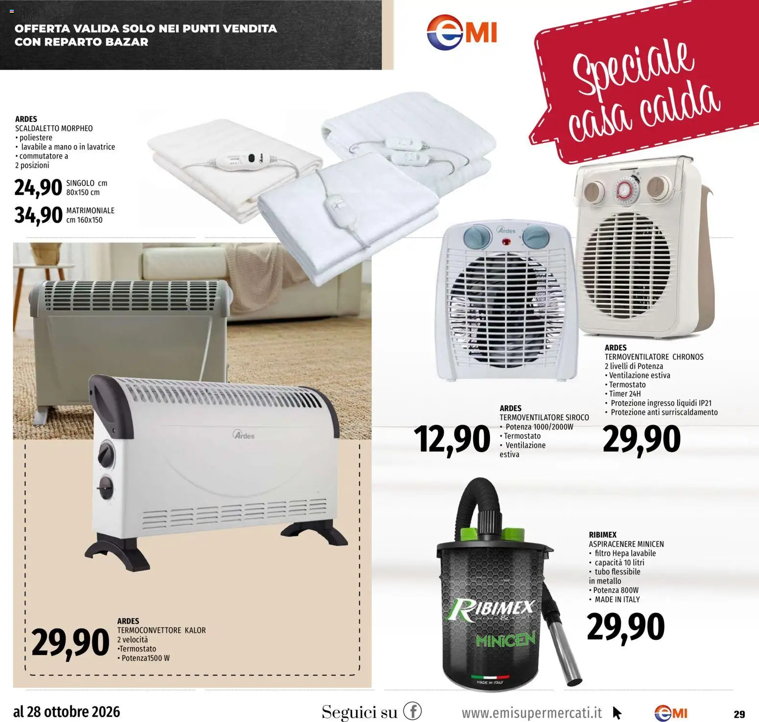 Volantino EMI del 15/10/2026 | Pagina: 29 | Prodotti: Filtro HEPA, Tubo, Lavatrice, Aspiracenere