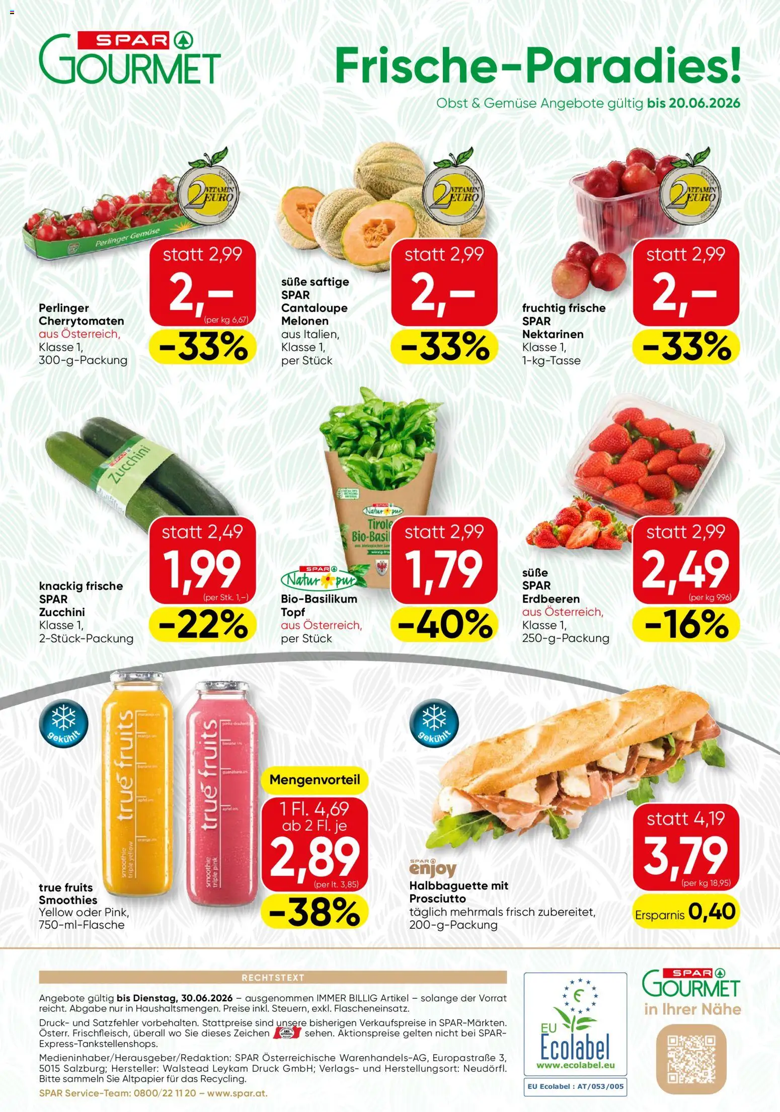 SPAR Gourmet Flugblatt gültig ab 18.06.2026 | Seite: 12 | Produkte: Erdbeeren, Gemüse, Obst