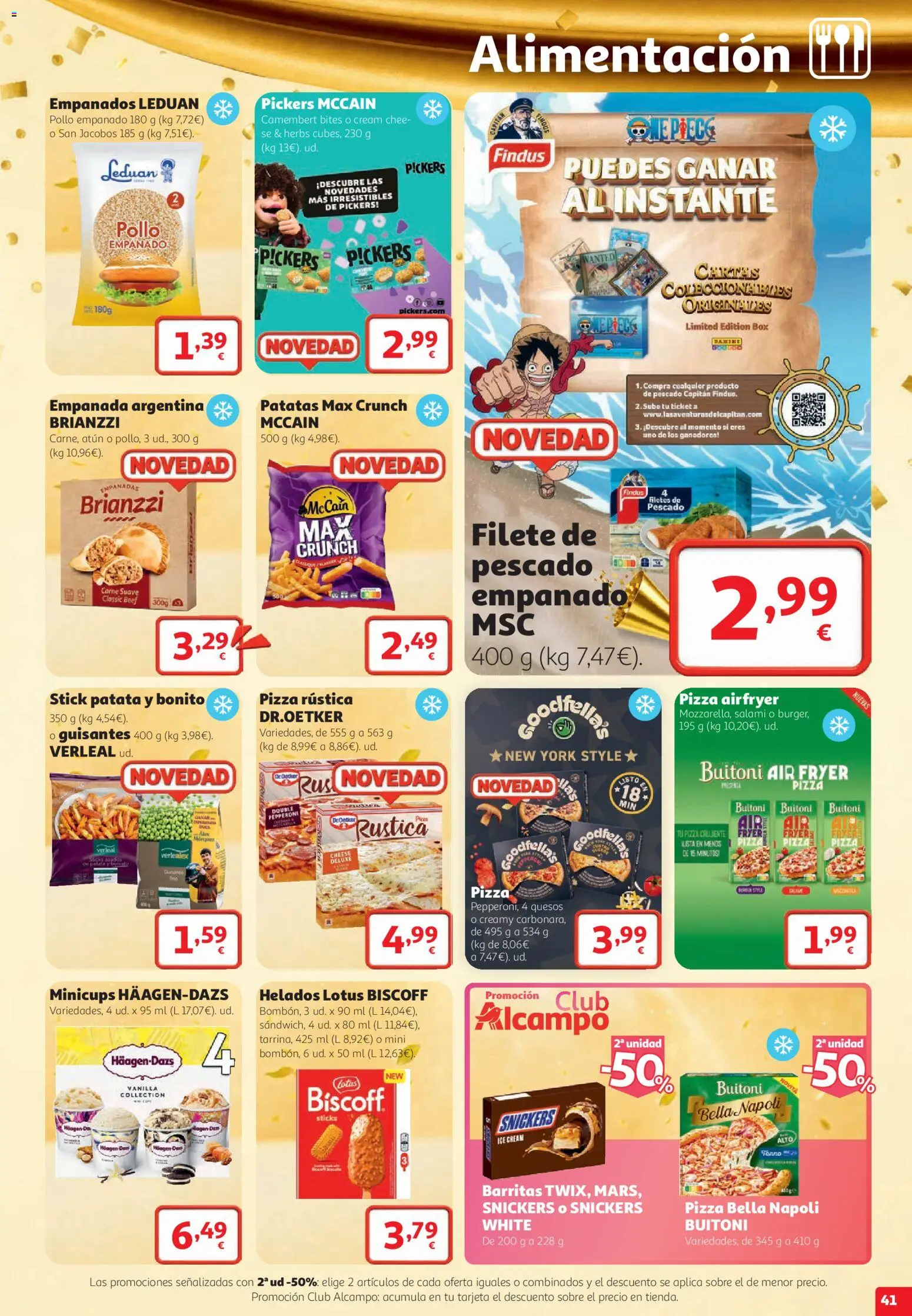 Alcampo folleto Almería │ válido desde el 22/10/2026 | Página: 41 | Productos: Snickers, Pizza, Carne, Pollo