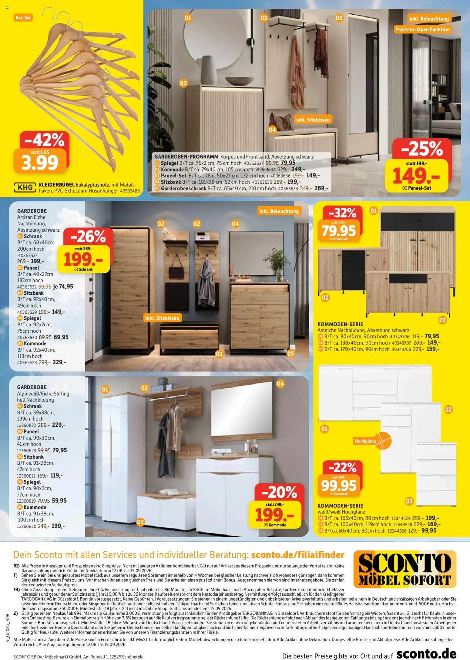 Sconto Prospekt – gültig ab 12.08.2026 | Seite: 8 | Produkte: Sitzbank, Schrank, Garderobenschrank, Kleiderbügel