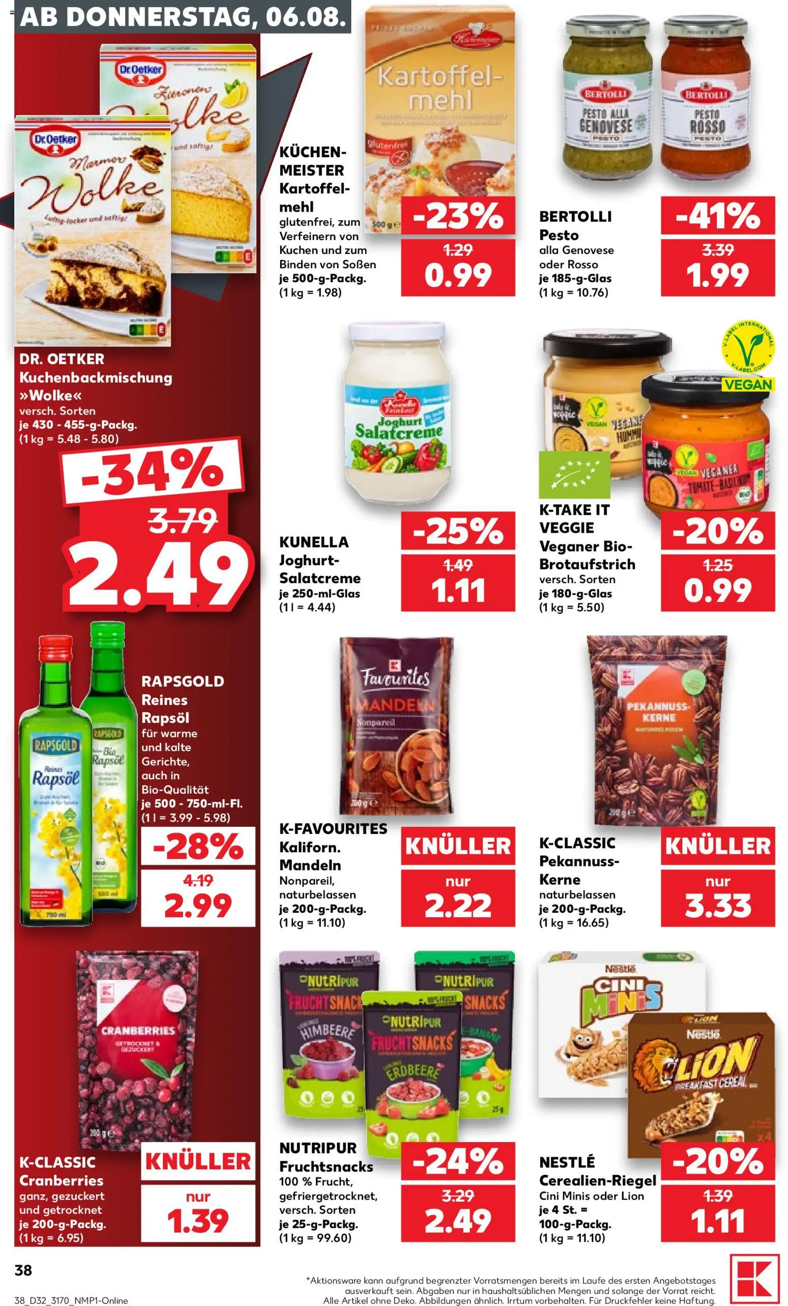 Kaufland Prospekt Rostock – gültig ab 06.08.2026 | Seite: 38 | Produkte: Mehl, Joghurt, Mandeln, Himbeere