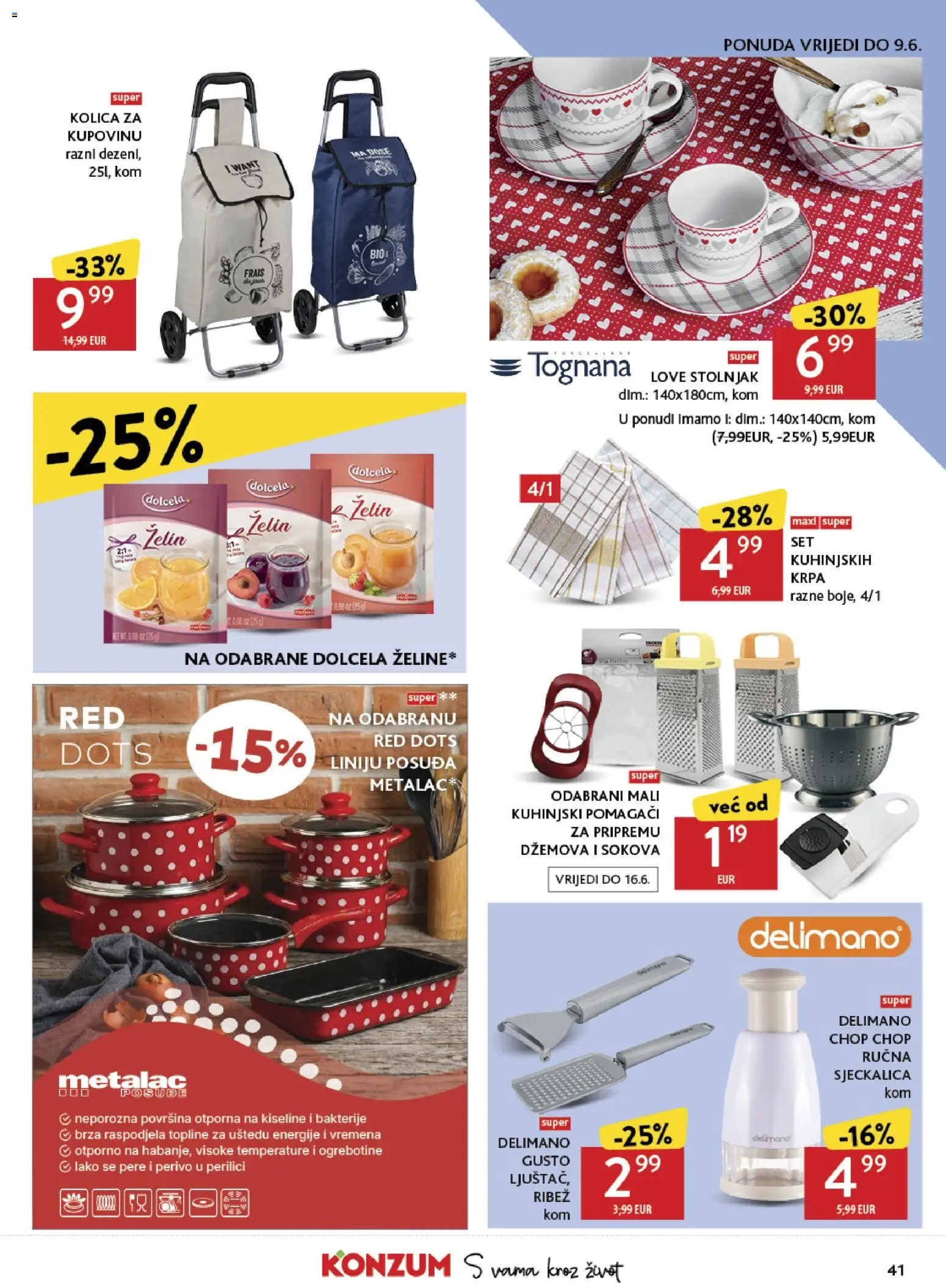 Konzum katalog | vrijedi od 27.05.2026 | Stranica: 41 | Proizvodi: Tognana, Stolnjak, Kolica, Kolica za kupovinu