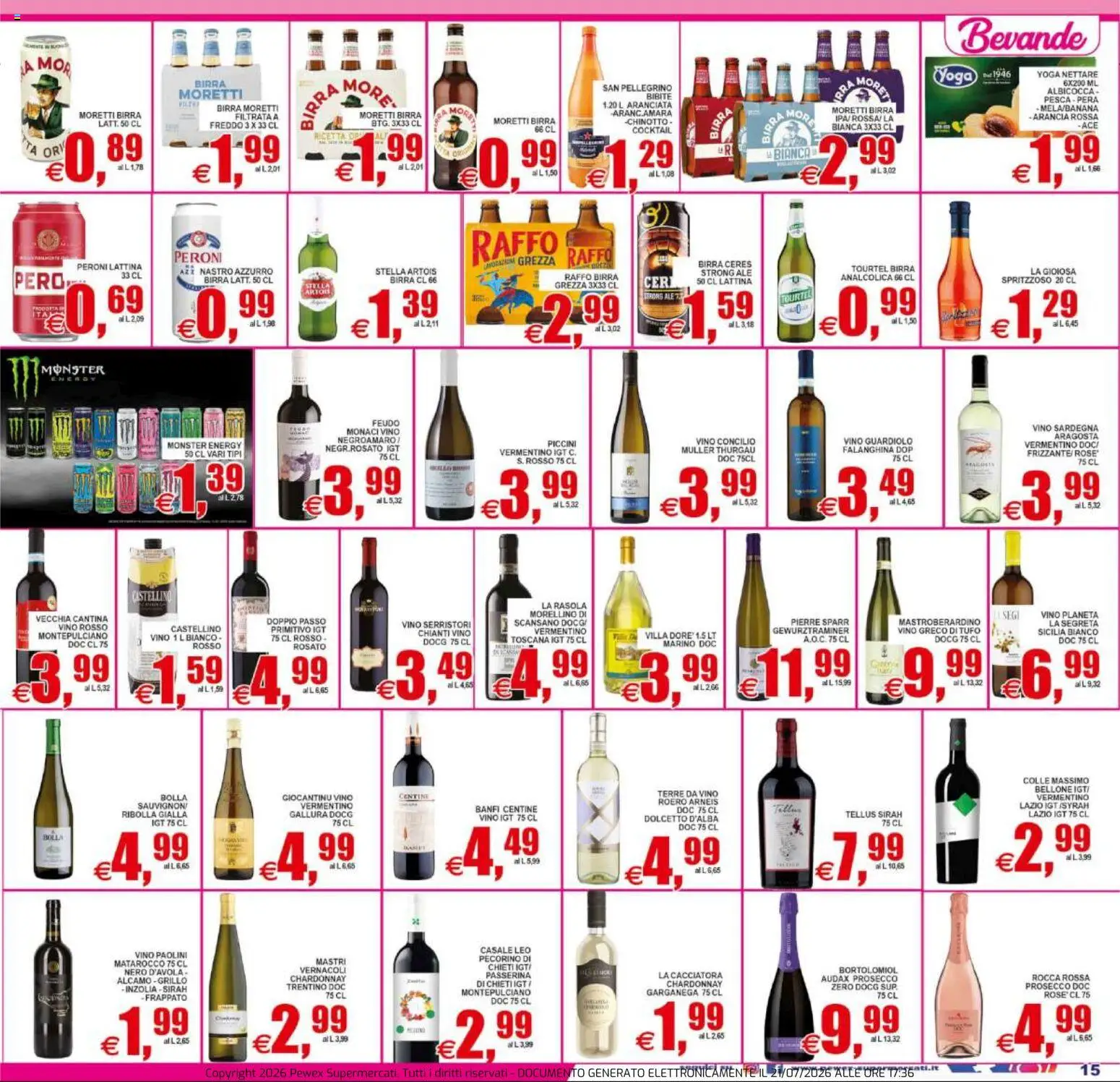 Volantino Pewex del 22/07/2026 | Pagina: 15 | Prodotti: Prosecco, Vino, Bibite, Pecorino