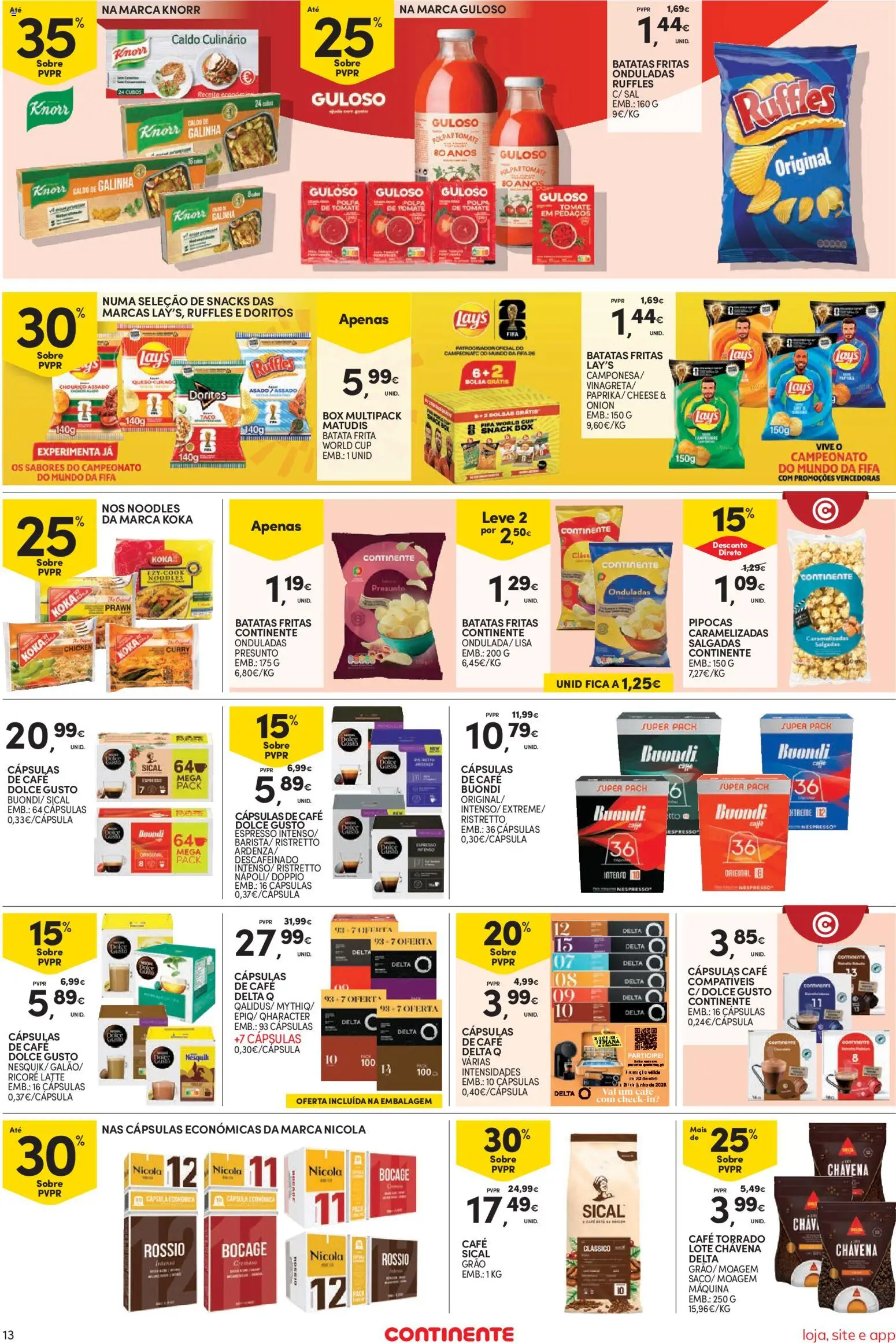 Continente Semanal Continente Bom Dia │ válido de 26.05.2026 | Página: 13 | Produtos: Bolsa, Cafe buondi, Pipocas, Nespresso