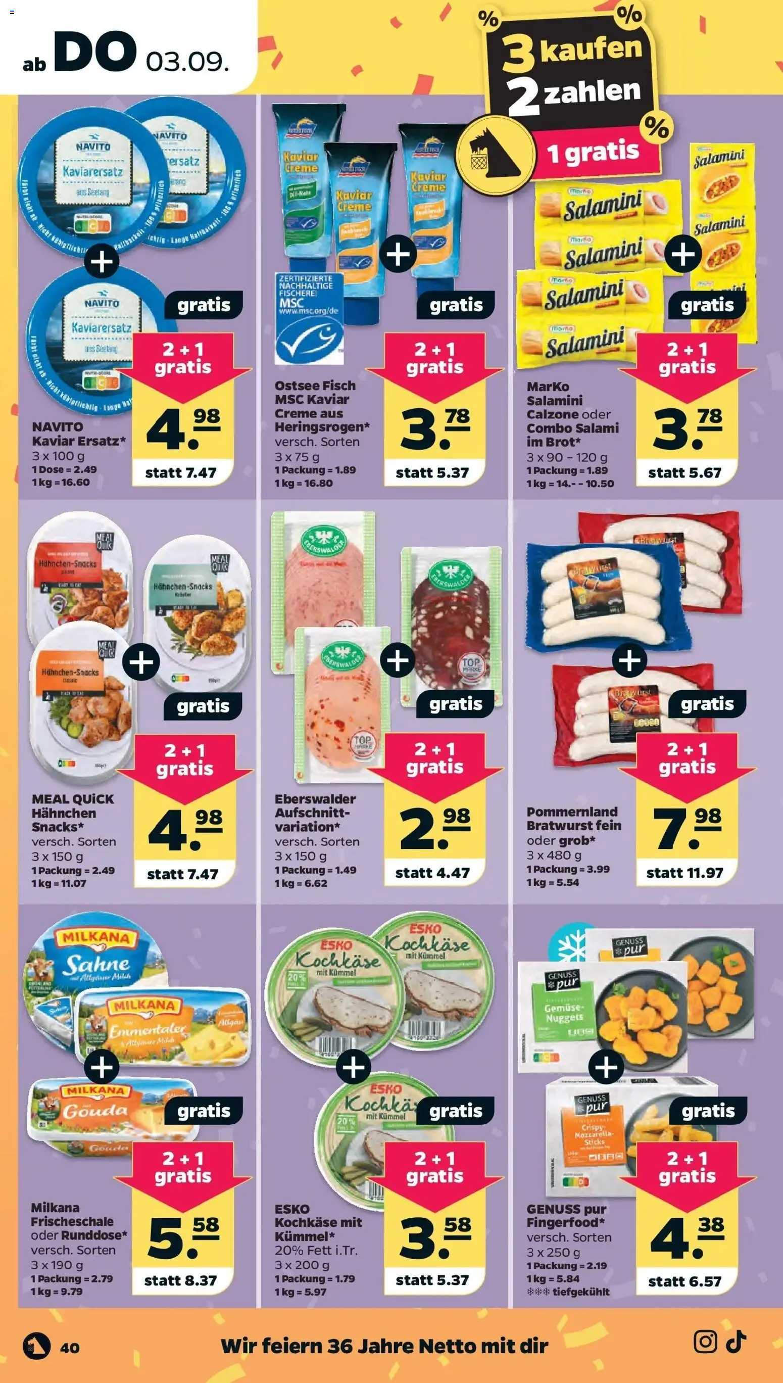 Netto Aktueller Prospekt – gültig ab 30.08.2026 | Seite: 44 | Produkte: Hahnchen, Milkana, Gouda, Sahne