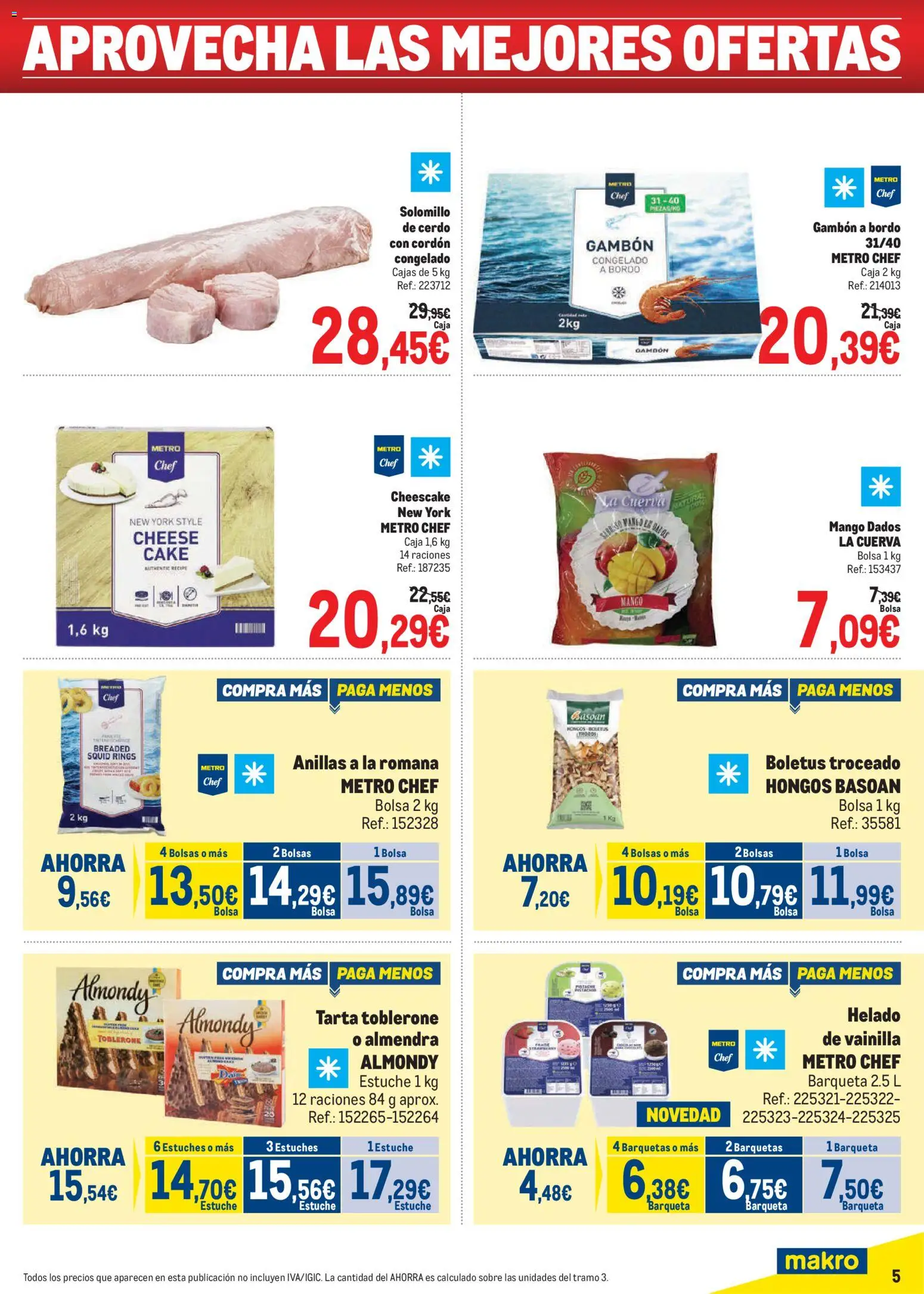 Makro Precios Canarias │ válido desde el 04.05.2026 | Página: 5 | Productos: Cerdo, Helado, Bolsa, Caja