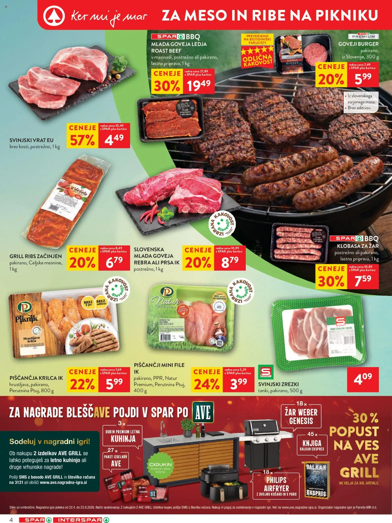 Novi Spar katalog ponudbe – veljaven od 29.04.2026 | Stran: 4 | Izdelki: Igra, Zar, Zrezki, Grill