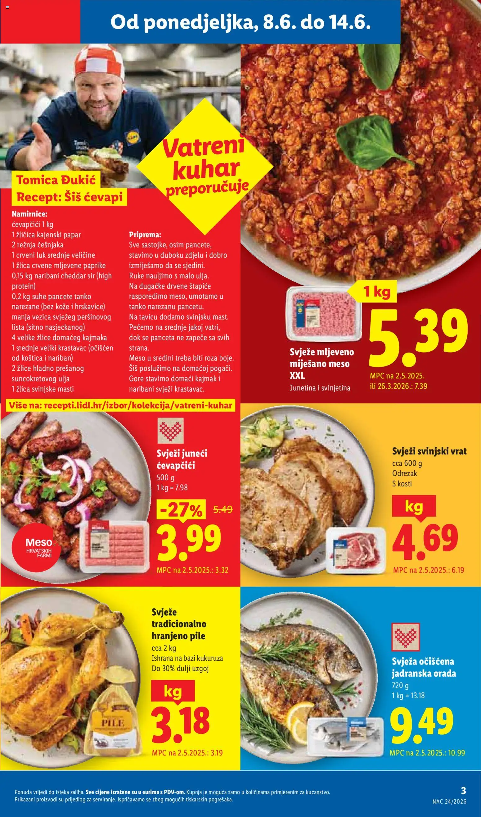 Lidl katalog | vrijedi od 08.06.2026 | Stranica: 3 | Proizvodi: Meso, Svinjetina, Kajmak, Panceta