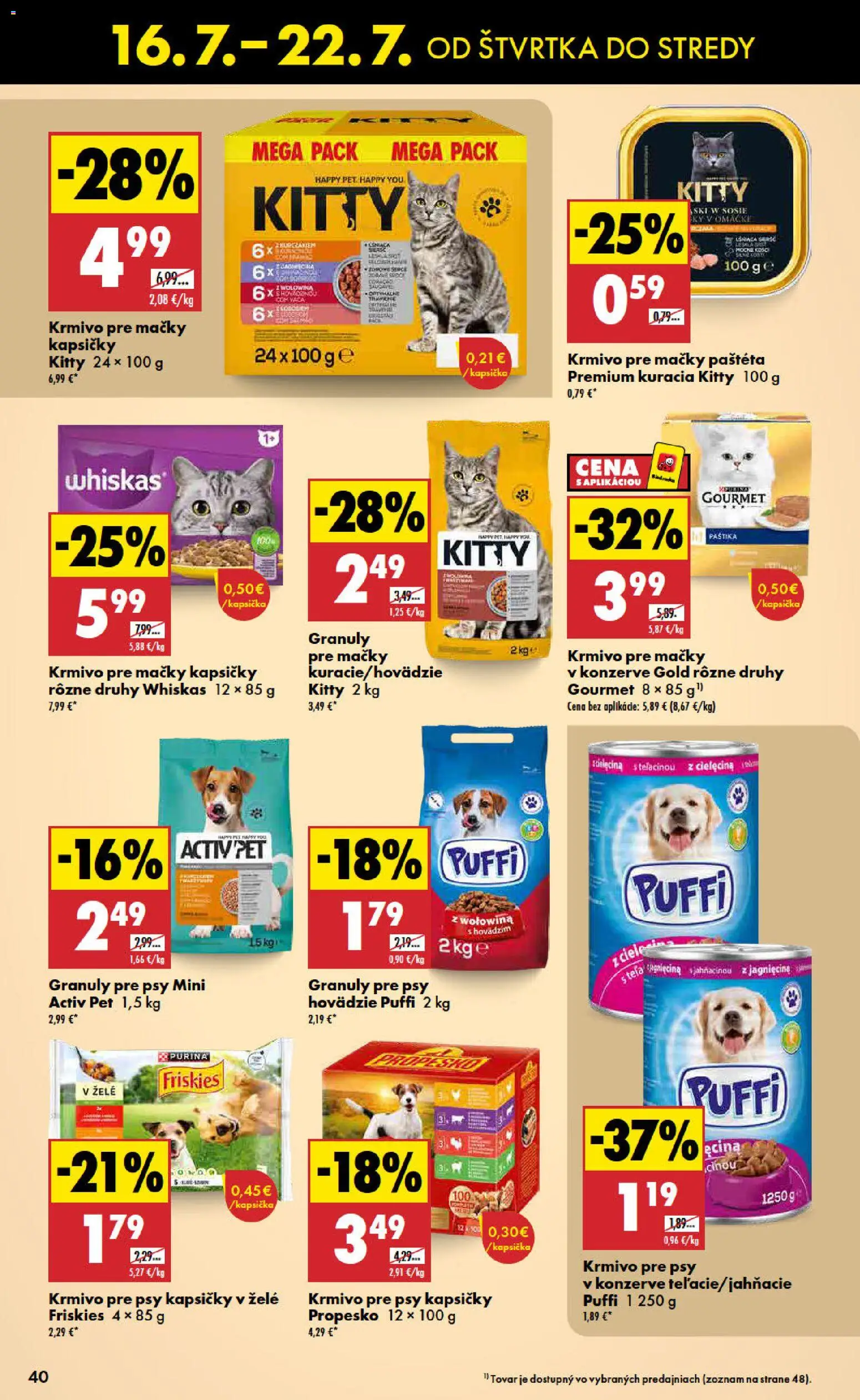Nové Biedronka akcie – leták je platný od 16.07.2026 | Strana: 40 | Produkty: Whiskas, Kapsičky, Kapsičky pre mačky, Paštéta