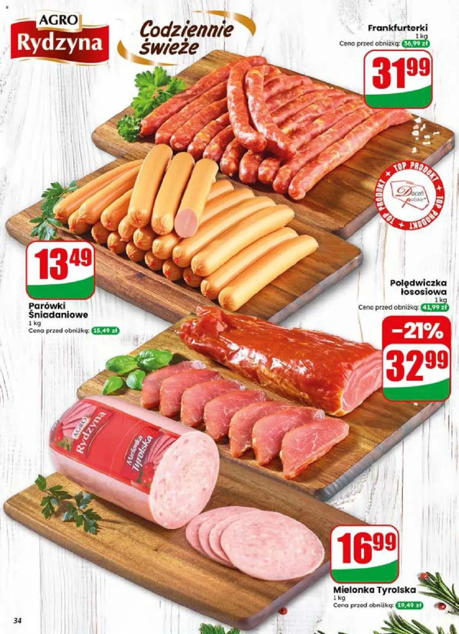 Dino gazetka od 15.07.2026 | Strona: 34 | Produkty: Top, Mielonka tyrolska, Frankfurterki, Parówki