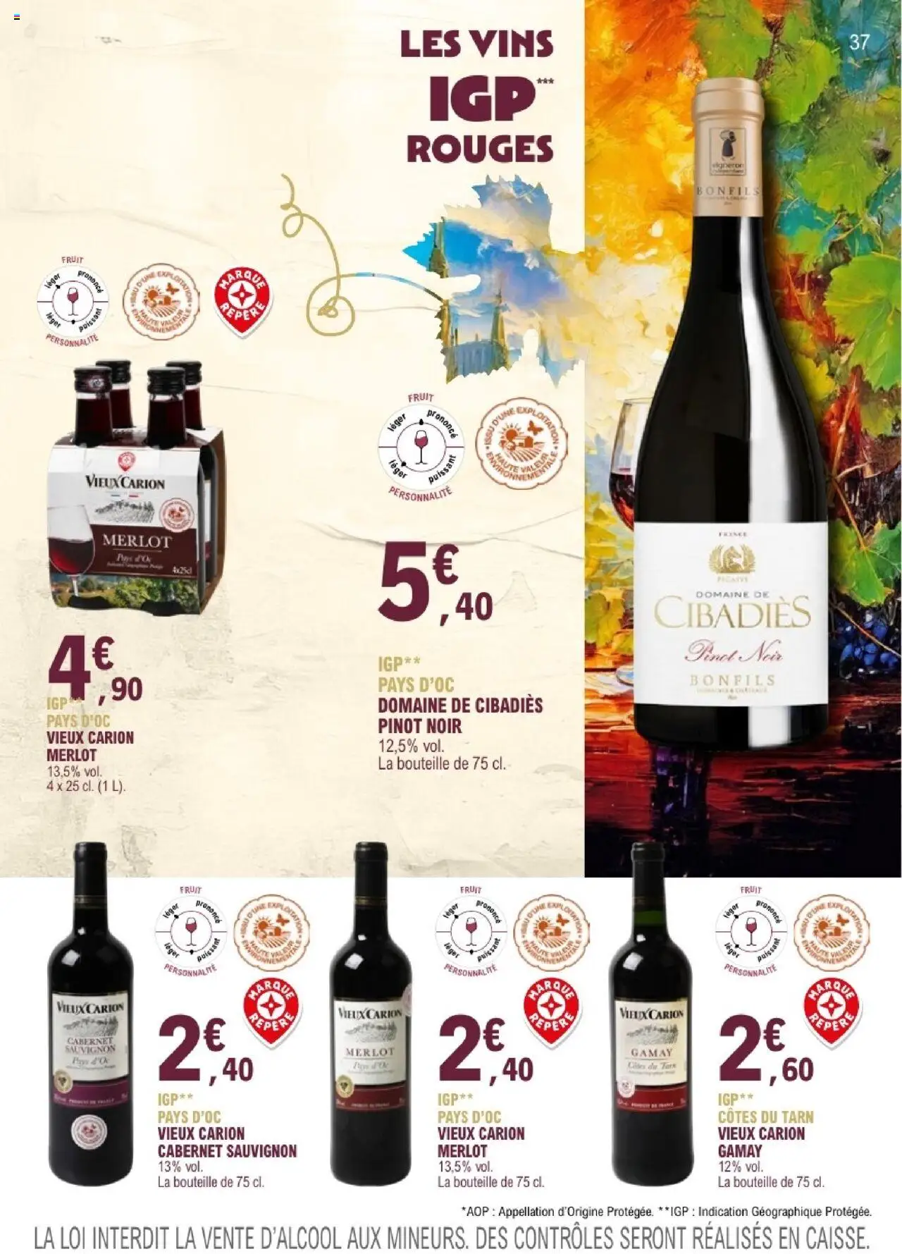 {H1} | Page: 37 | Produits: Pinot noir, Cabernet Sauvignon, Bouteille