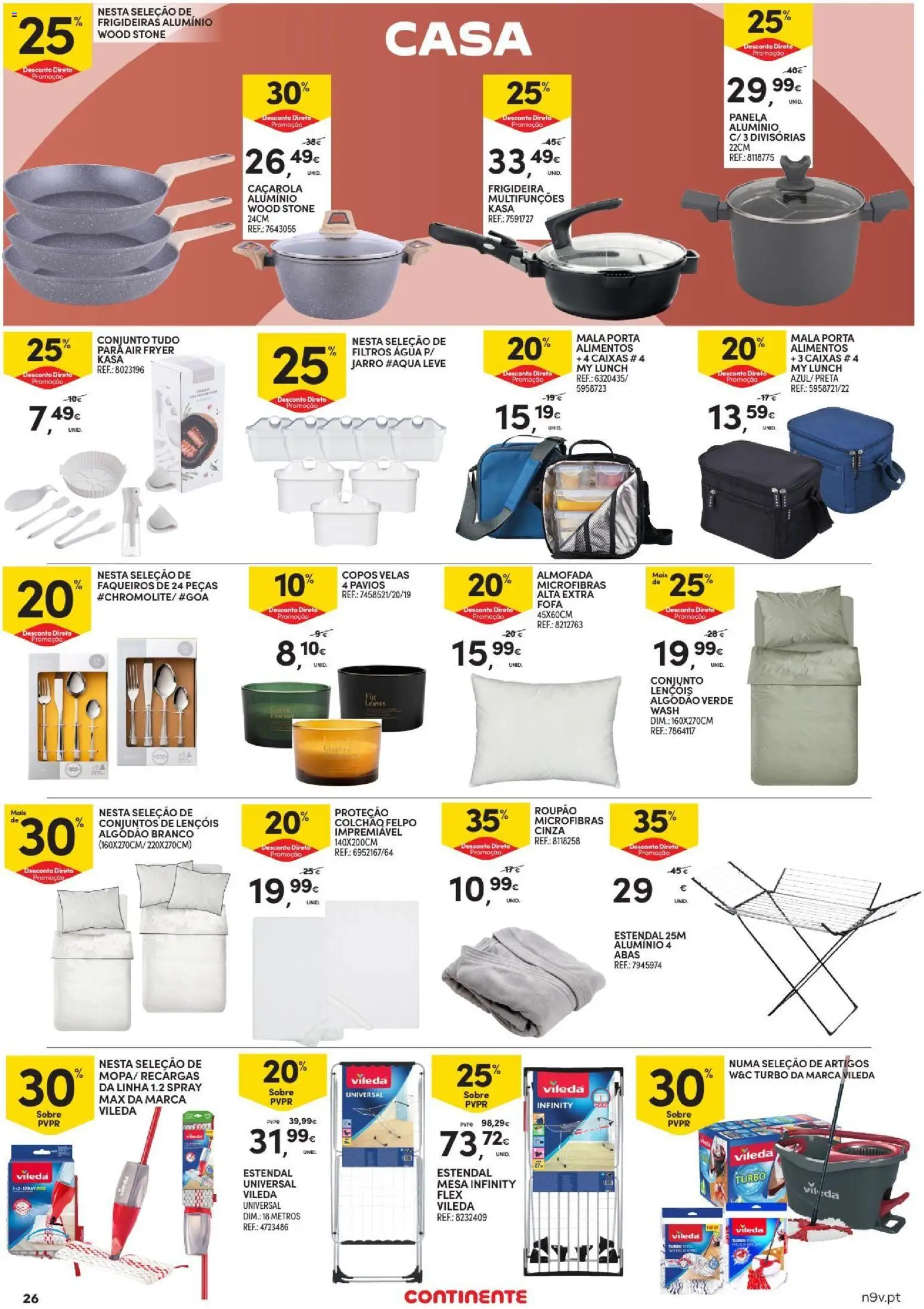 Continente - Açores Folheto Quinzenal │ válido de 23/07/2026 | Página: 26 | Produtos: Copos, Frigideira, Algodão, Panela