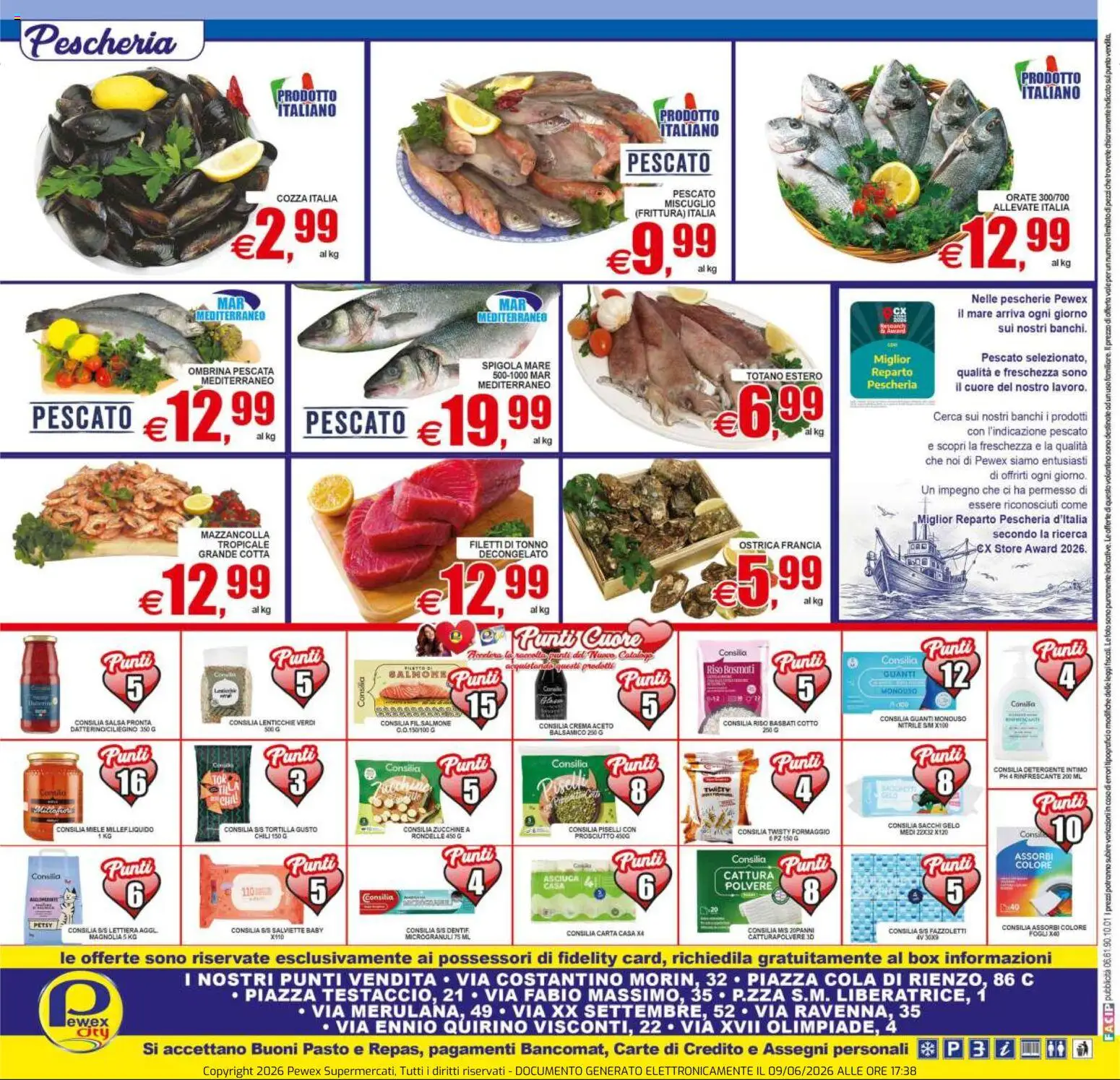 Volantino Pewex del 10.06.2026 | Pagina: 20 | Prodotti: Riso, Prosciutto, Spigola, Zucchine