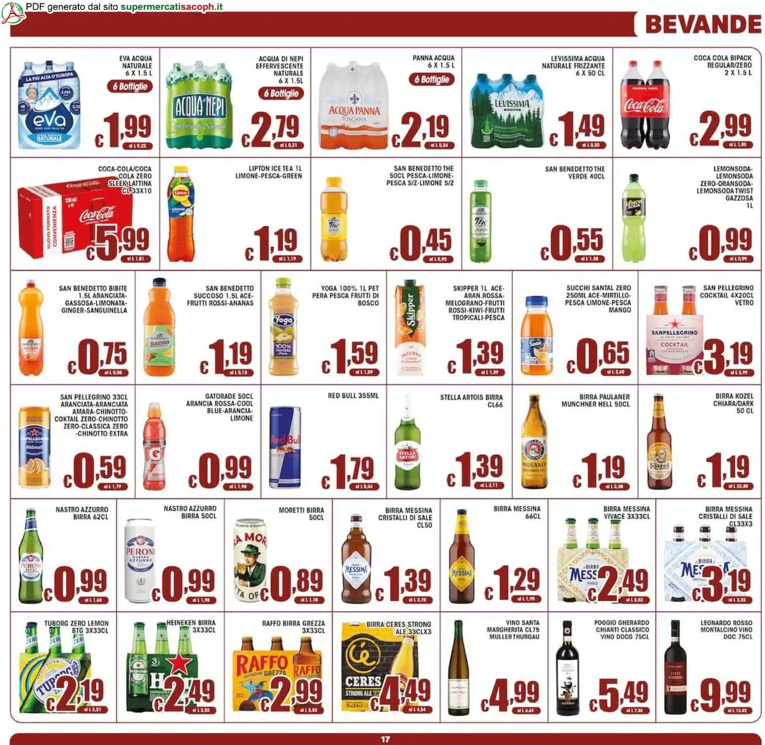 Volantino Sacoph del 02/10/2026 | Pagina: 17 | Prodotti: Birra, Panna, Pesca, Bibite