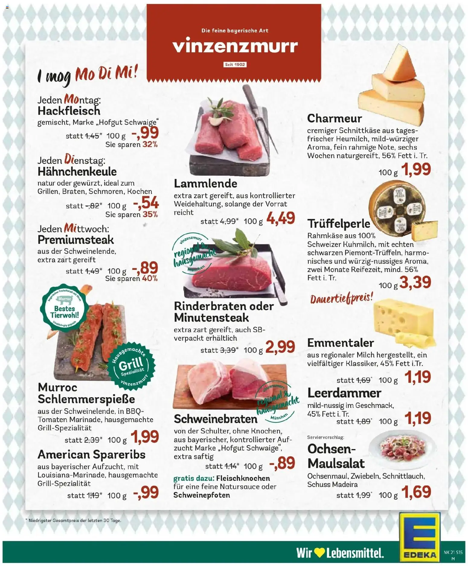 Edeka prospekt Murnau – gültig ab 17.05.2026 | Seite: 18 | Produkte: Rinderbraten, Tomaten, Leerdammer, Hackfleisch