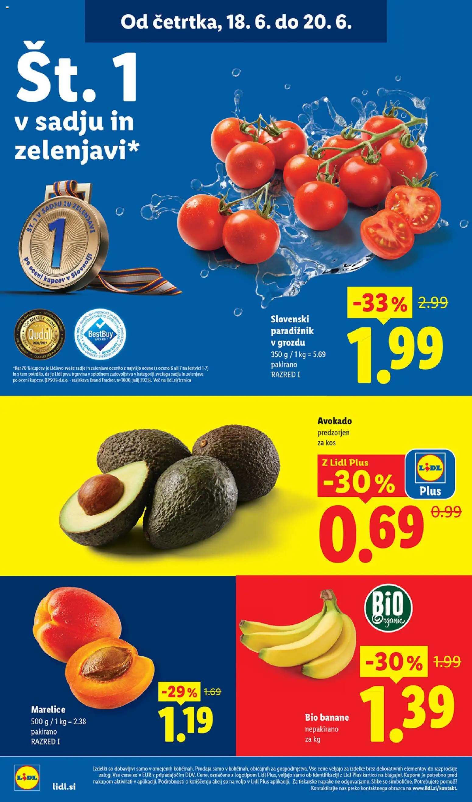 Novi Lidl katalog ponudbe – veljaven od 18.06.2026 | Stran: 6 | Izdelki: Marelice, Kos, Banane, Avokado
