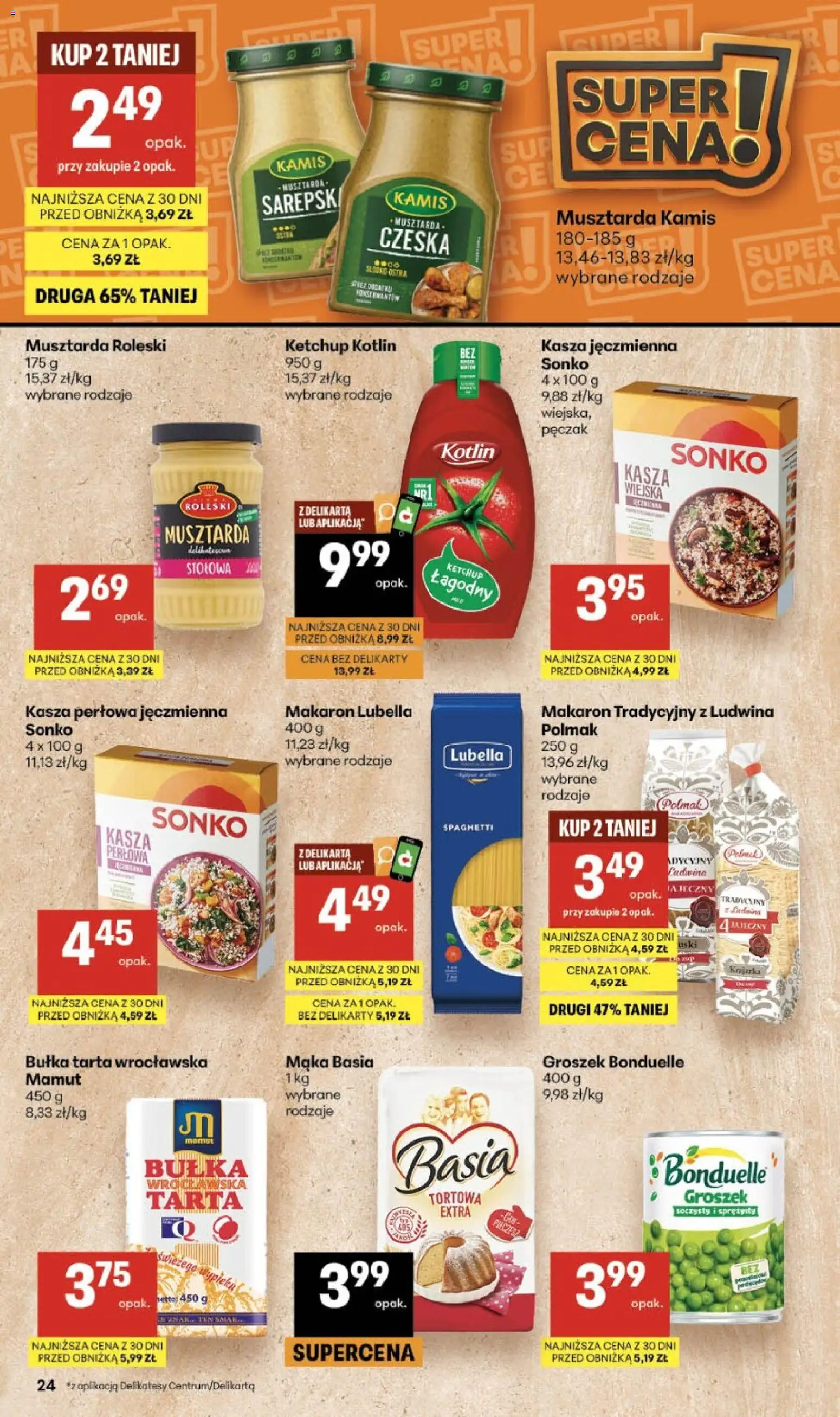 Delikatesy Centrum gazetka od 18.06.2026 | Strona: 24 | Produkty: Groszek, Ketchup, Kasza jęczmienna, Musztarda