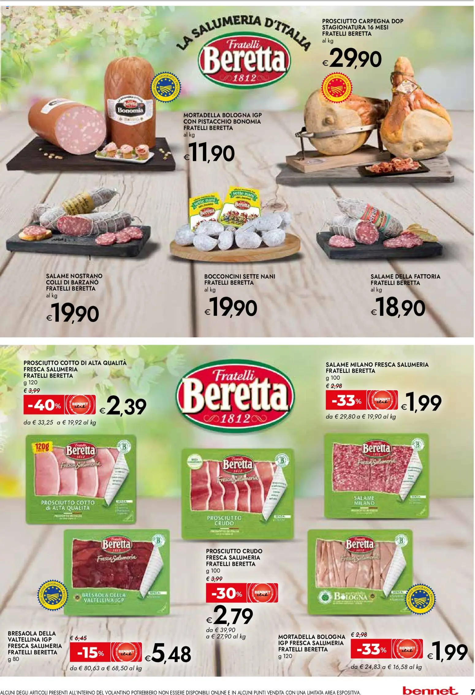 Volantino bennet del 14.05.2026 | Pagina: 7 | Prodotti: Prosciutto Crudo, Salame, Prosciutto, Mortadella