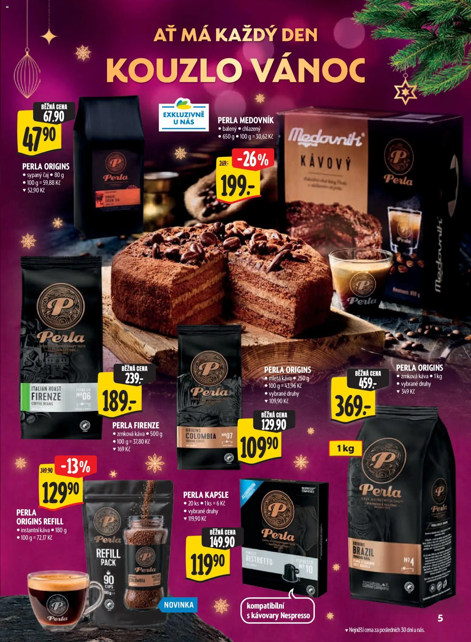 Albert leták - Hypermarket Kouzlo Vánoc od 29.10.2026 | Strana: 5 | Produkty: Čaj, Kapsle, Medovník, Zrnková káva