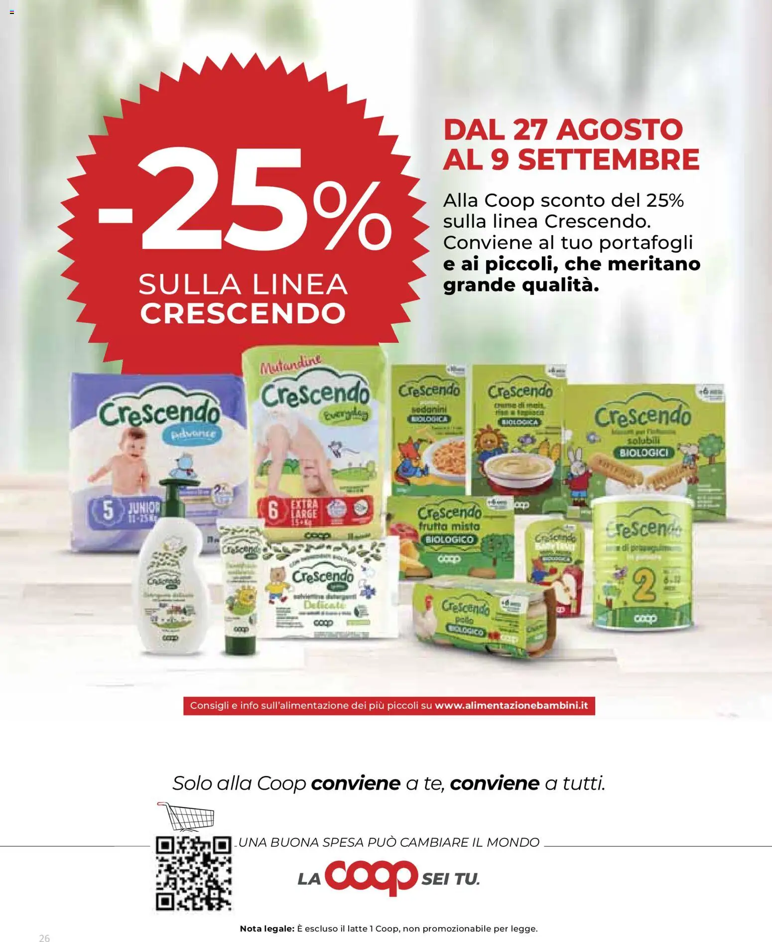 Volantino Ipercoop del 27/08/2026 | Pagina: 26 | Prodotti: Mutandine, Frutta, Latte