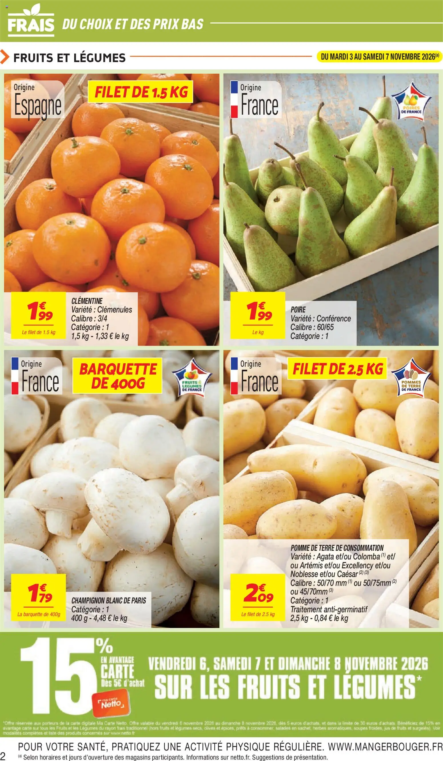 {H1} | Page: 2 | Produits: Clémentine, Soupes, Pomme de terre de consommation, Champignon